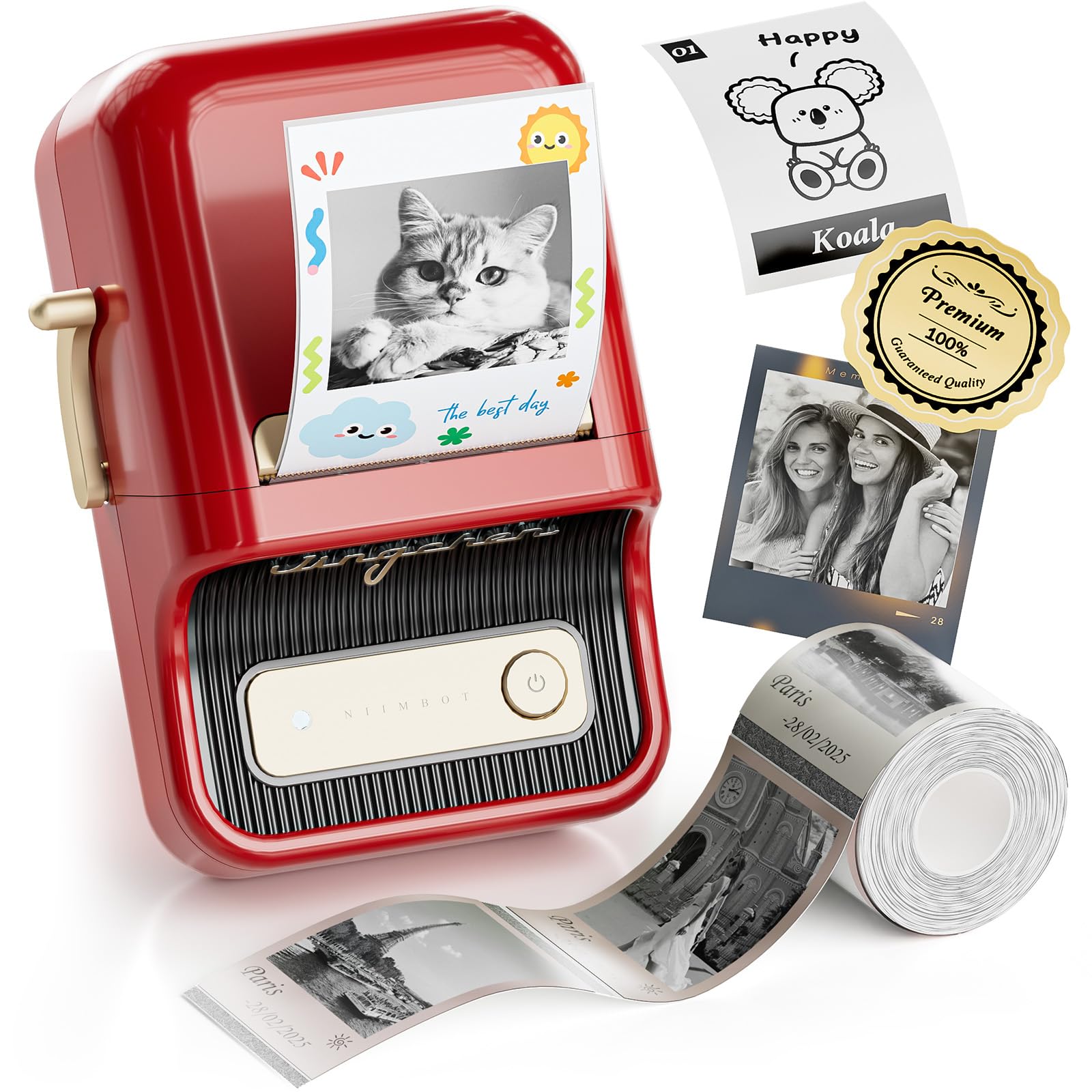 NIIMBOT Label Maker, B21 Pro 300DPI HD Sticker Printer for Photos, Red