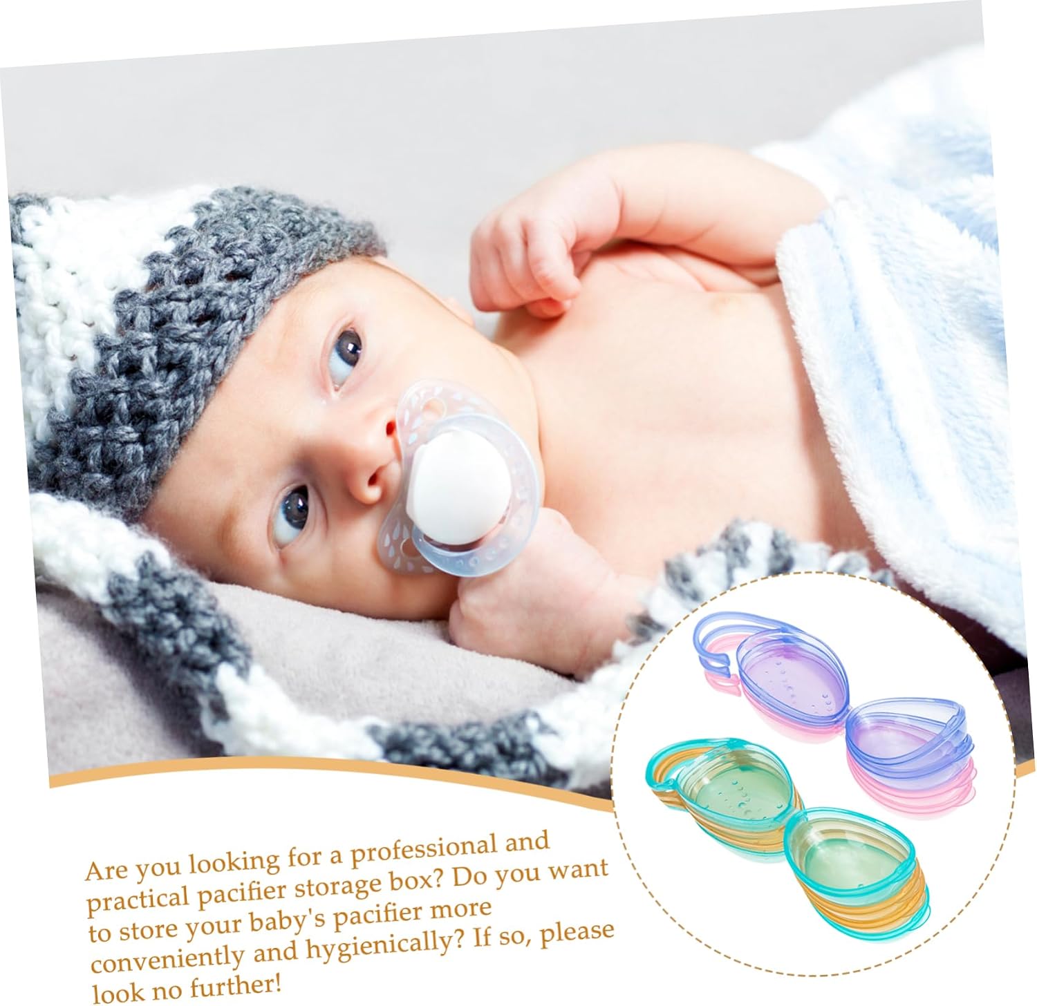 BESPORTBLE 1set Plastic Pacifier Holder Storage Box Smooth Edges for Easy Access for Moms Keeps Pacifiers 8pcs