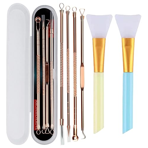 Juego de 2 cepillos de silicona para mascarilla, 4 unidades, removedor de puntos negros, extractor, acné, kit para mujeres y hombres