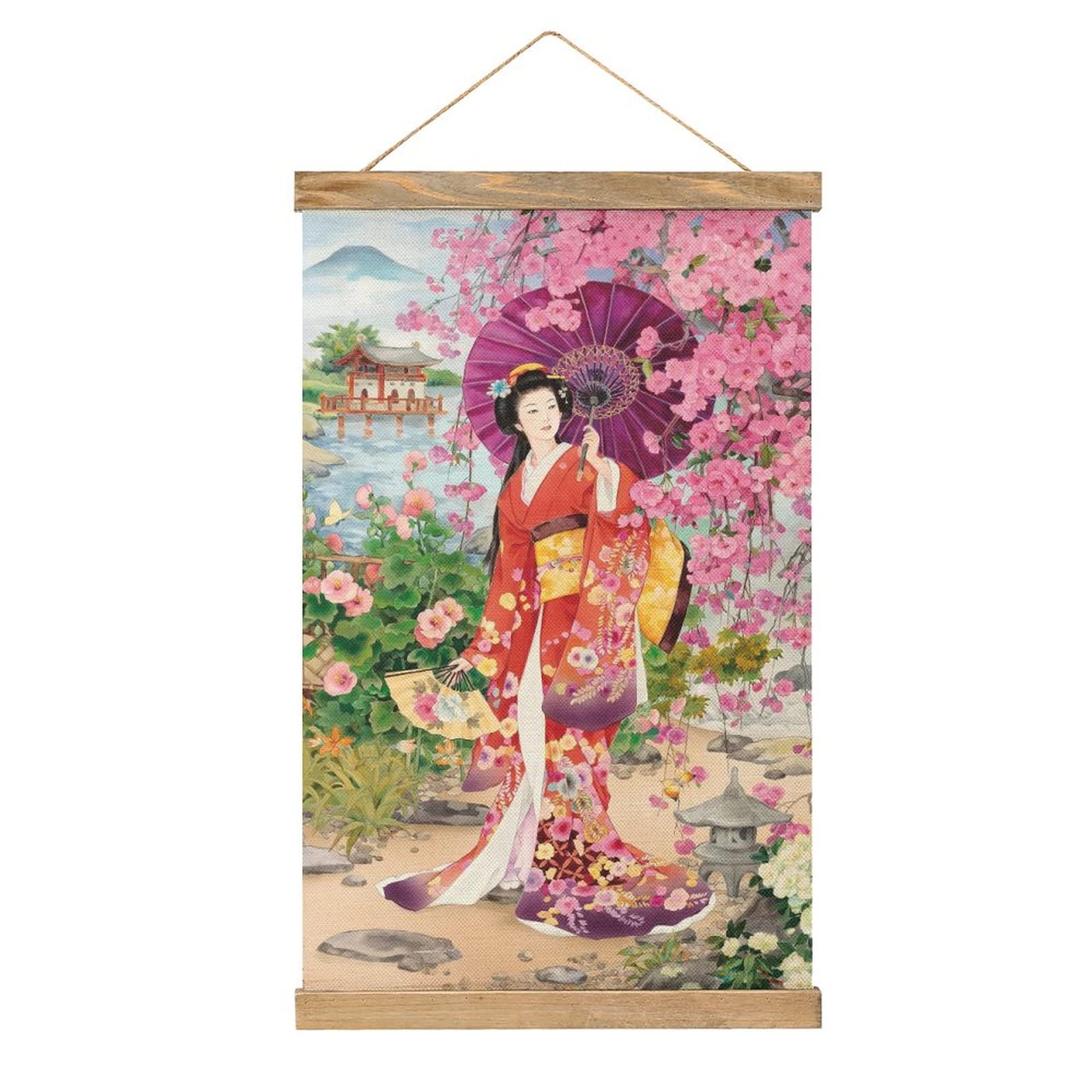Amazon.co.jp: 赤い着物 美人 ポスター壁飾り 部屋飾り 寝室 掛け軸 