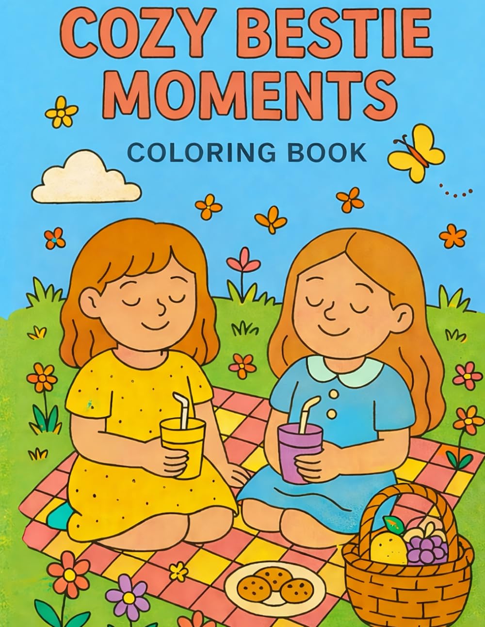 COZY BESTIE MOMENTS : Easy Coloring Book for Adults and Teens: A Cute & Relaxing Coloring Book of Friendship, Cozy Days & Happy Moments