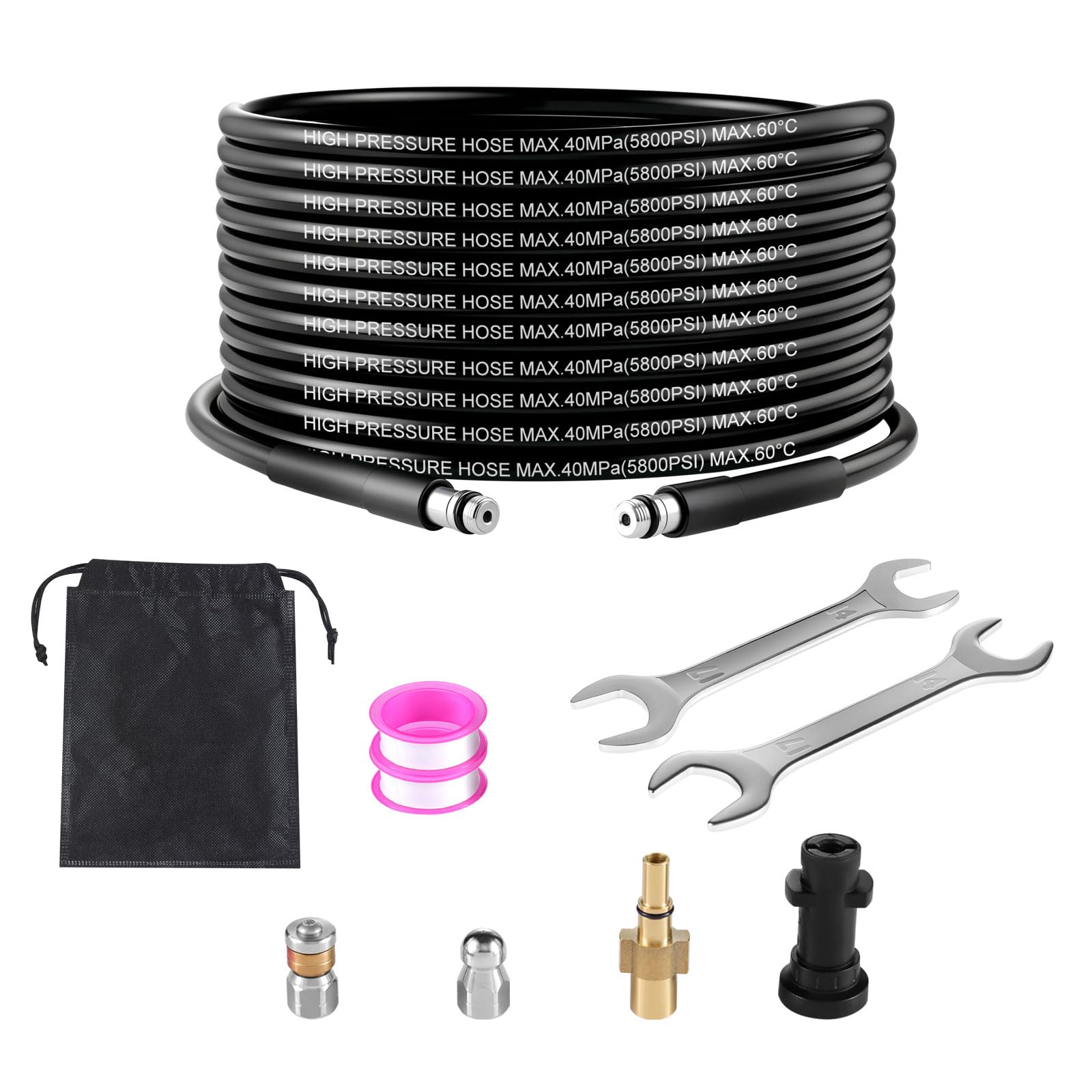 High-Pressure Washer Hose Compatible with Kärcher K Series (Fits K2, K3, K4, K5, K7) - Pleafind 10m High-Pressure Hose - 5800 PSI (400 Bar) with Connector - Ideal for Car & Garden Cleaning