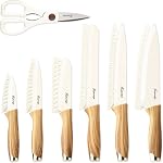 Colorful Knife Set, 13 Pieces Kitchen Knives Set with Nonstick Ceramic Anti-Rust Coating, Chef Knife Sets with 6 Blade Guards, Dishwasher Safe, Gifts Knife Set for Women