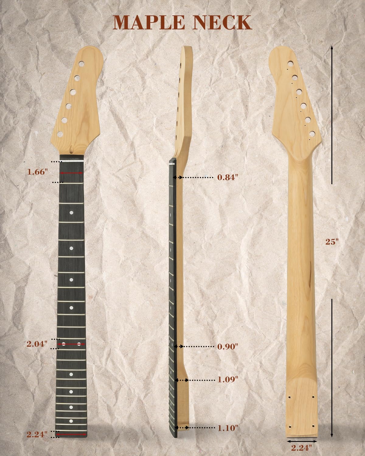 STRICH Kit de guitarra eléctrica de bricolaje, cuerpo de caoba estilo ST y guitarra de cuello de arce con pastillas SSS, kit fácil de montar con todas las piezas incluidas, construye tu propia