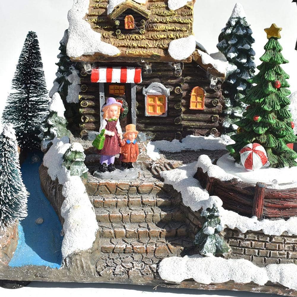 Christmas Glowing LED Light Music House Exquisite Crafts Cottage Christmas Tree Santa Claus Decorations Ornament Gifts (Size : Style 1) (Style 1)