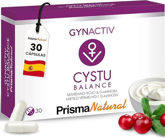 Prisma Natural - Gynactiv CYSTU-BALANCE + PROBIOTICOS, complemento para la mujer | con arándano rojo y d-manosa| Formula mejorada | PROBIÓTICO NuVGA-1. Formato 30 comp bicapa (400 g, 30 comprimidos)