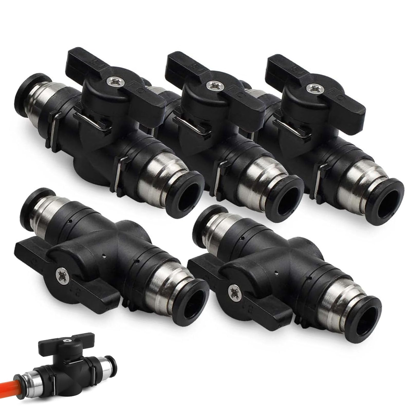 Connettore Pneumatico, 5 pezzi da 10 mm Valvola a Sfera Pneumatica, Raccordi per Valvole di Controllo, Connettore Pneumatico Dritto, Connettori BUC, per Utensili Pneumatici