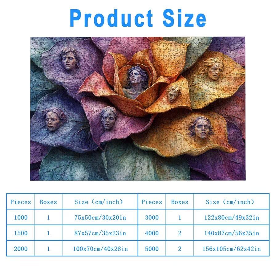 Puzzle 2000 sztuk abstrakcyjne, drewniane puzzle ludzie dla dorosłych, rozmiar: 100 x 70 cm, puzzle 2000 sztuk dla dorosłych, rodzinne gry edukacyjne, puzzle pomysł na prezent dla kobiet, wystrój domu
