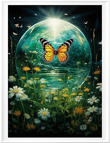 Miniatura 79 de Leczany Kit de estampado de punto de cruz para adultos o niños, hermoso paisaje junto al río, patrones de bordado de bricolaje, kit de manualidades