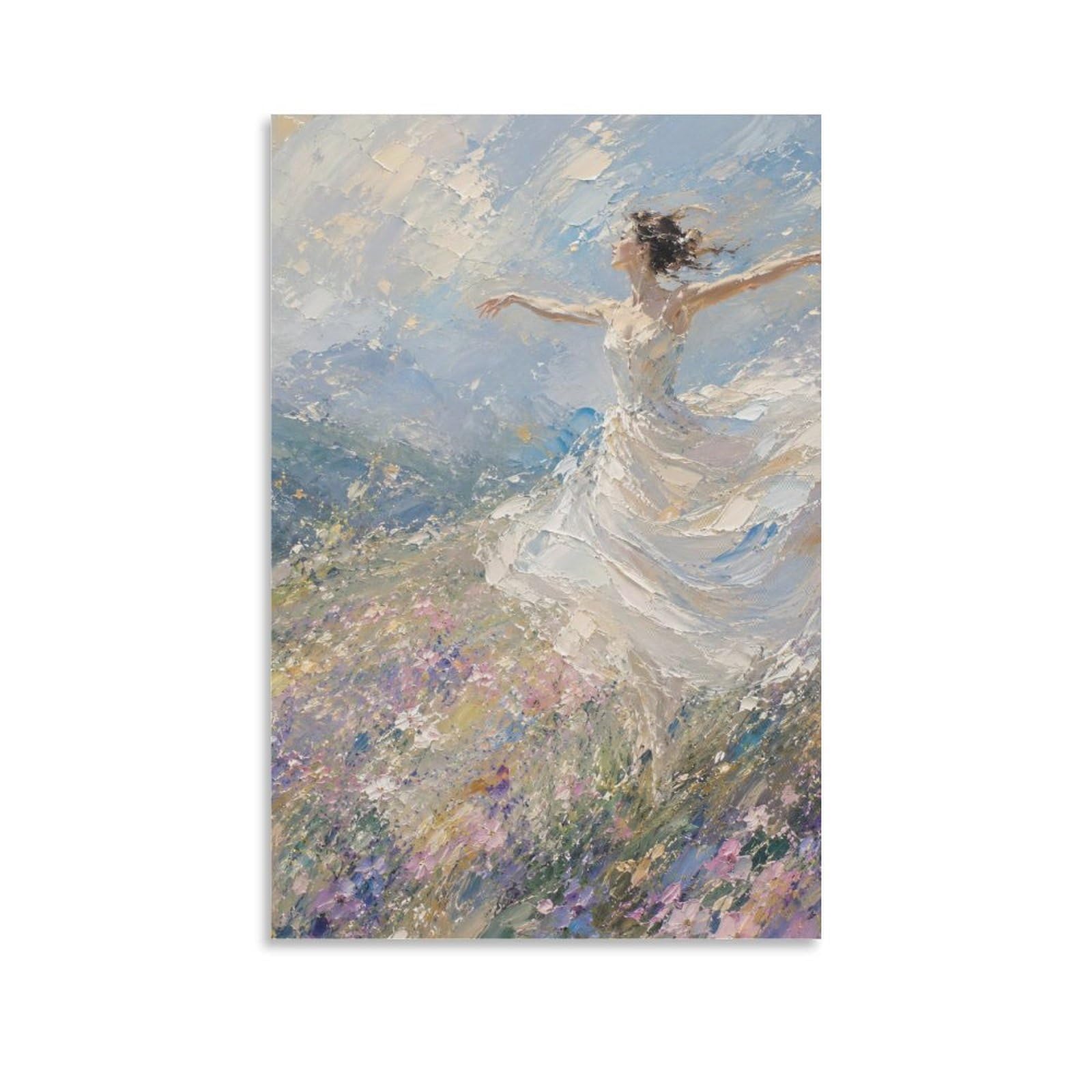H3B8U2Y5 Ballerina Meadow Canvas Wall Art, Wildflower Figure Print