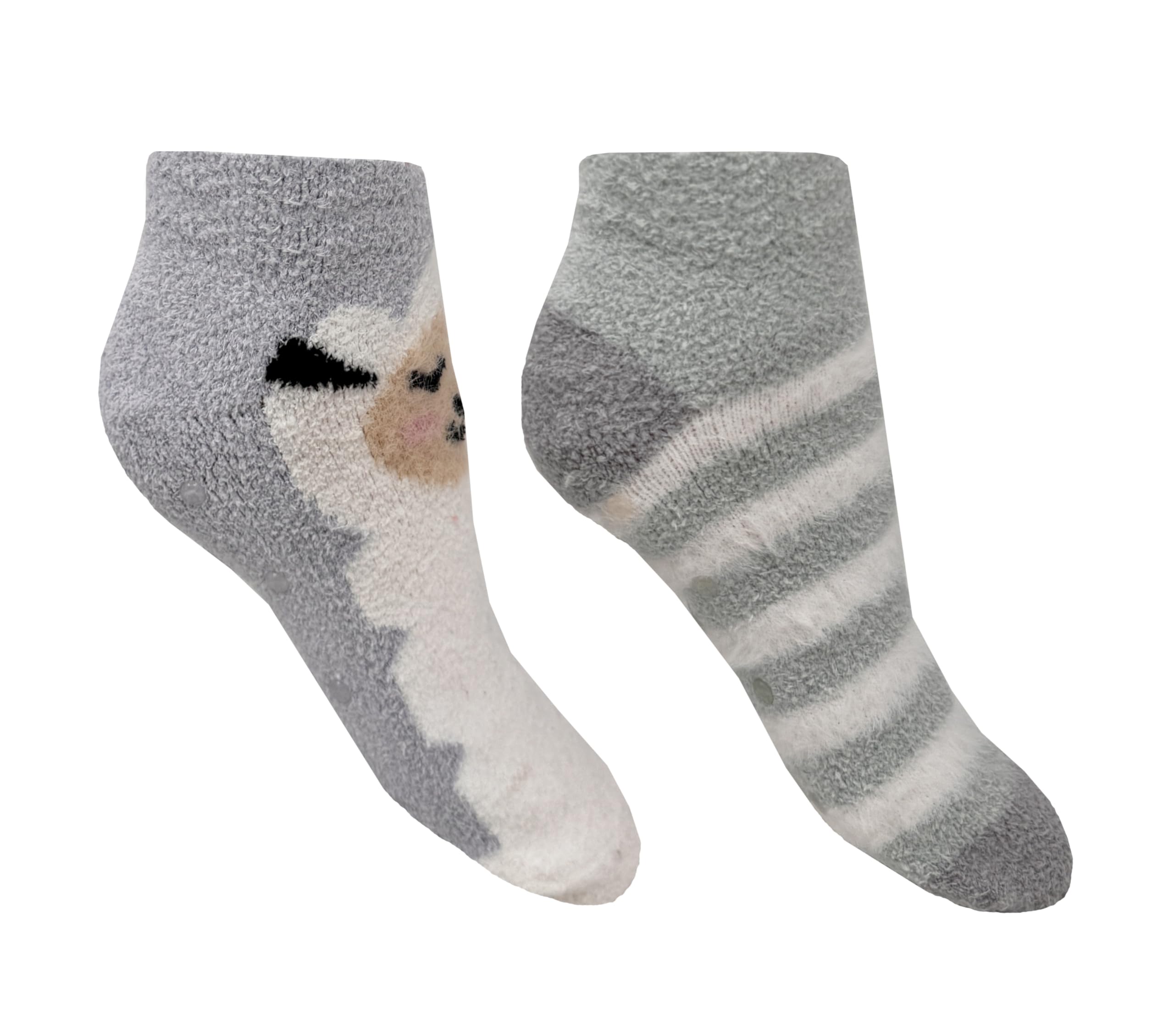 Bramble Ladies Fluffy Cosy Cropped Lounge Socks | 2 Pairs | U.K. Size 4-7 | Animal fluffy socks, non-slip socks, lounge socks (UK, Numeric, 4, 7, Regular, Regular, Blue/Green Sheep)