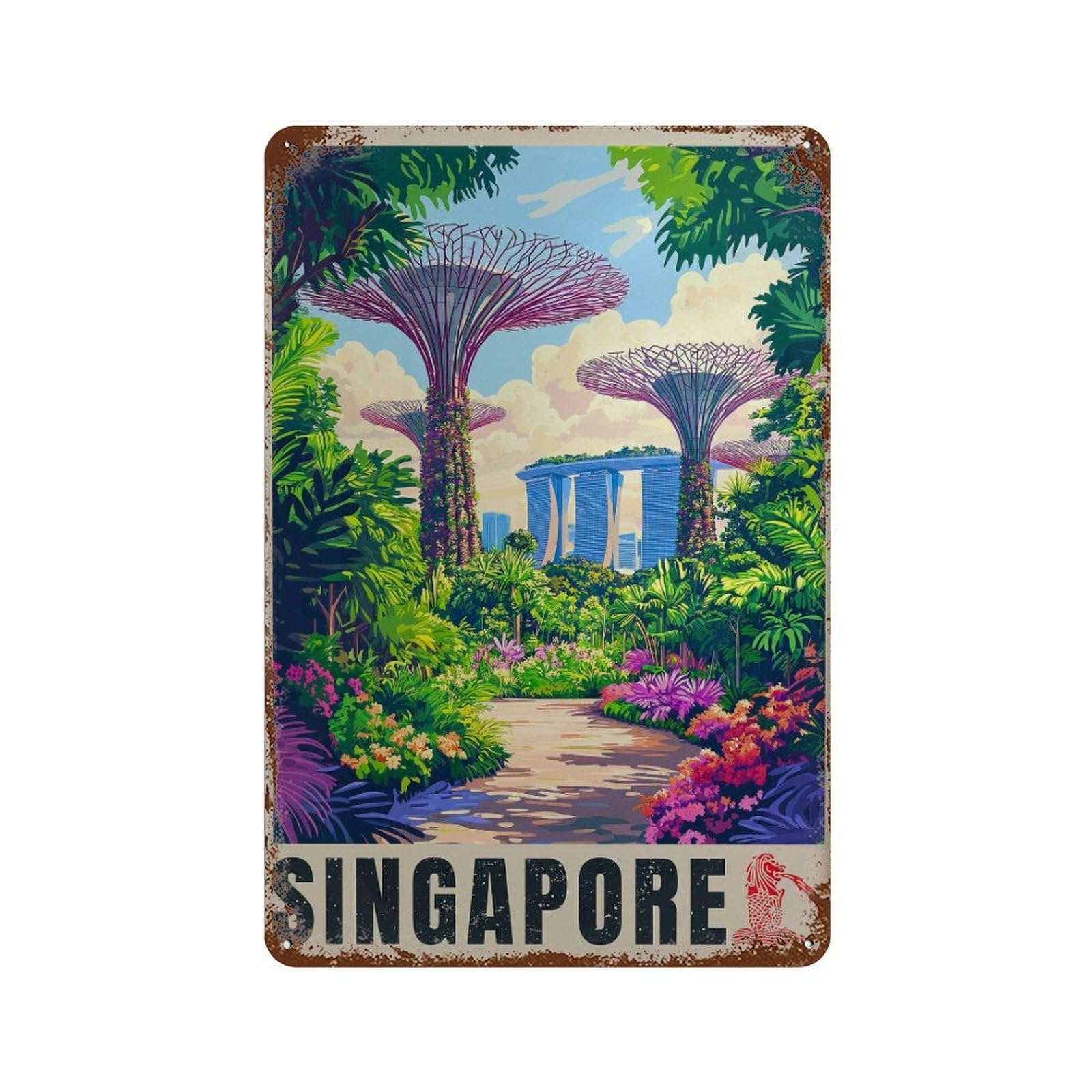 xiaoxiaoshen Gardens by The Bay Singapore Travel Wall Decor Art Metal Tin Poster Modern Home Decor Art Home Bar Shop Decorations Vintage Sign 30x20cm