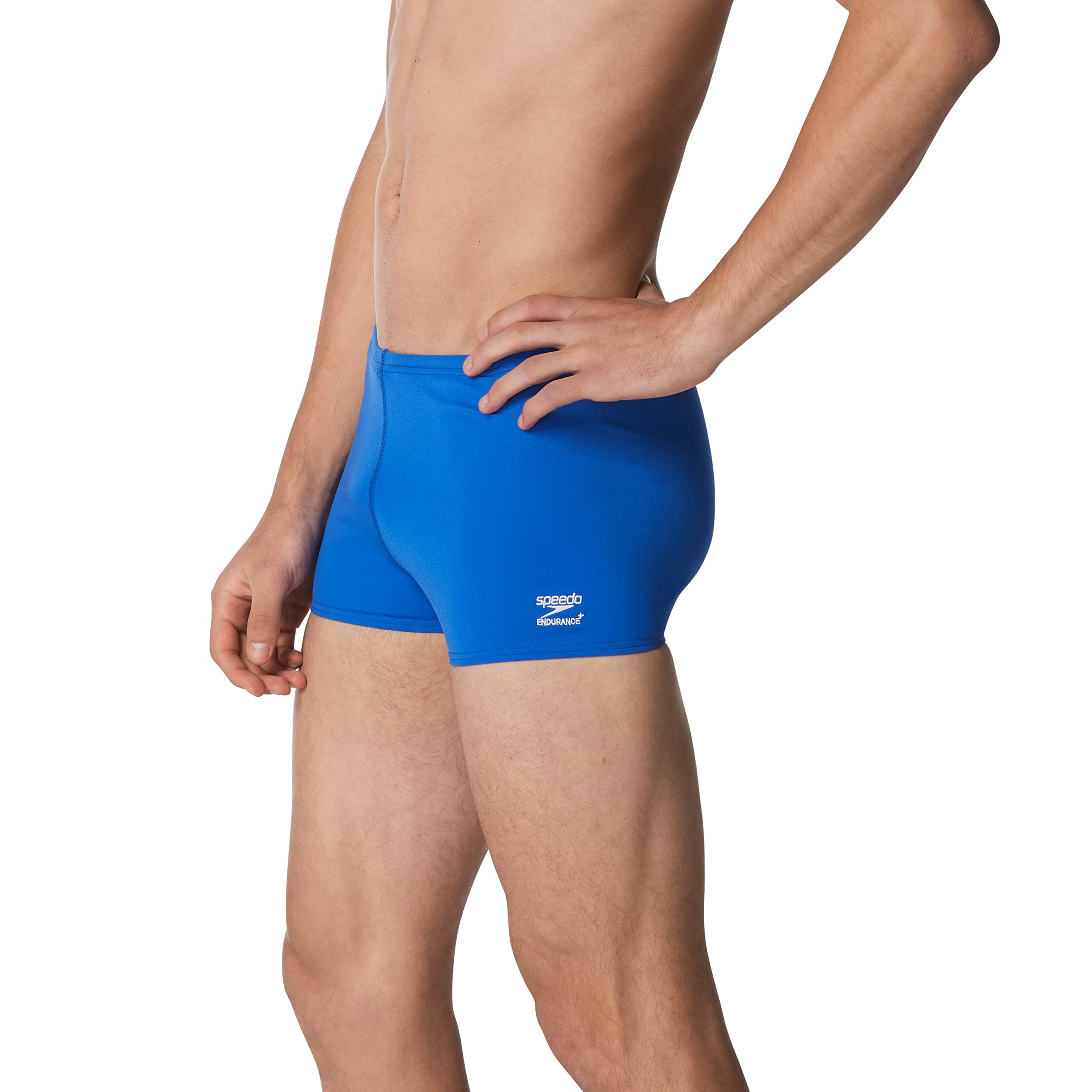 Speedo Męski kostium kąpielowy z kwadratową nogawką Endurance + solidne kąpielówki, niebieski, 30