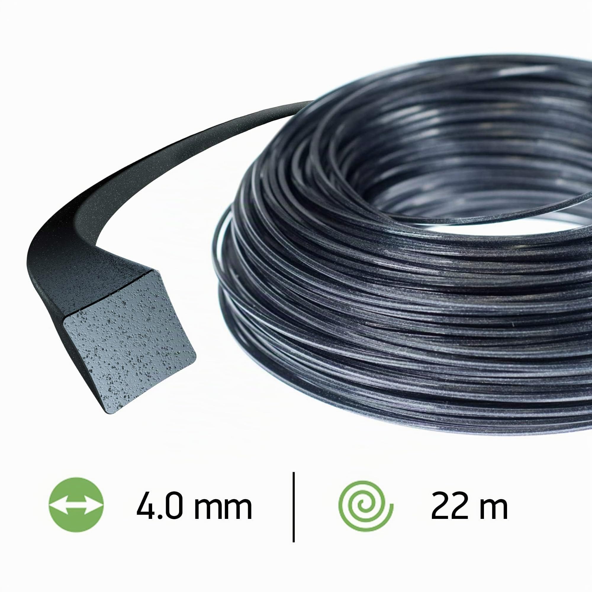 Oregon Quadratischer Nylon-Mähfaden 4mm, Für hohes Gras, Unkraut, Rasen und dichte Vegetation, Strapazierfähiger Profi-Nylonfaden, Für die meisten Rasentrimmer, 4,0 mm x 22 m (539166)