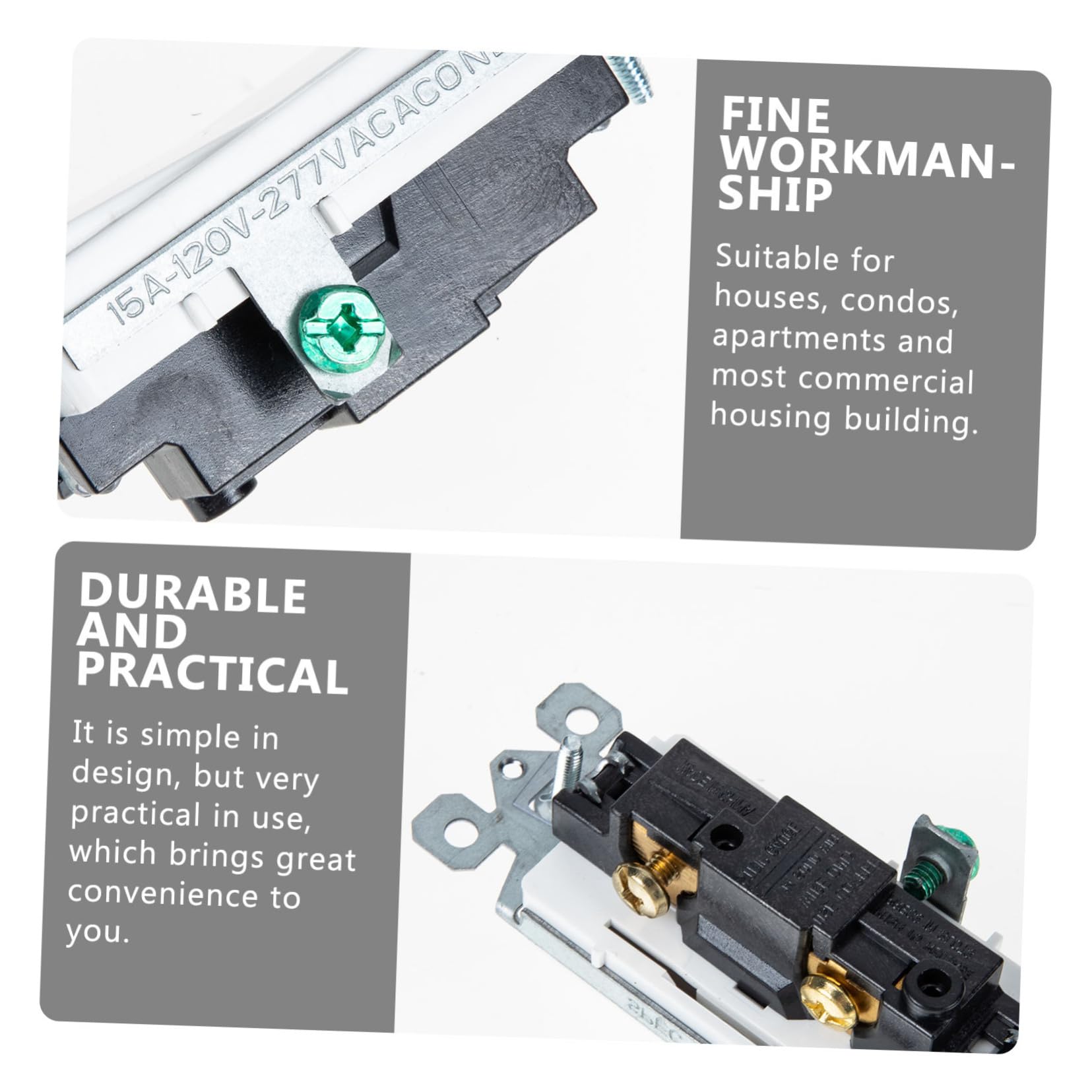 NAMOARLY 3 Rocker Socket White Light LED Rocker Switches Electrical Light Switches Rocker Light Circuit Breaker Single Pole Decora Switch Interrupter for Lamp Wall Switch PC