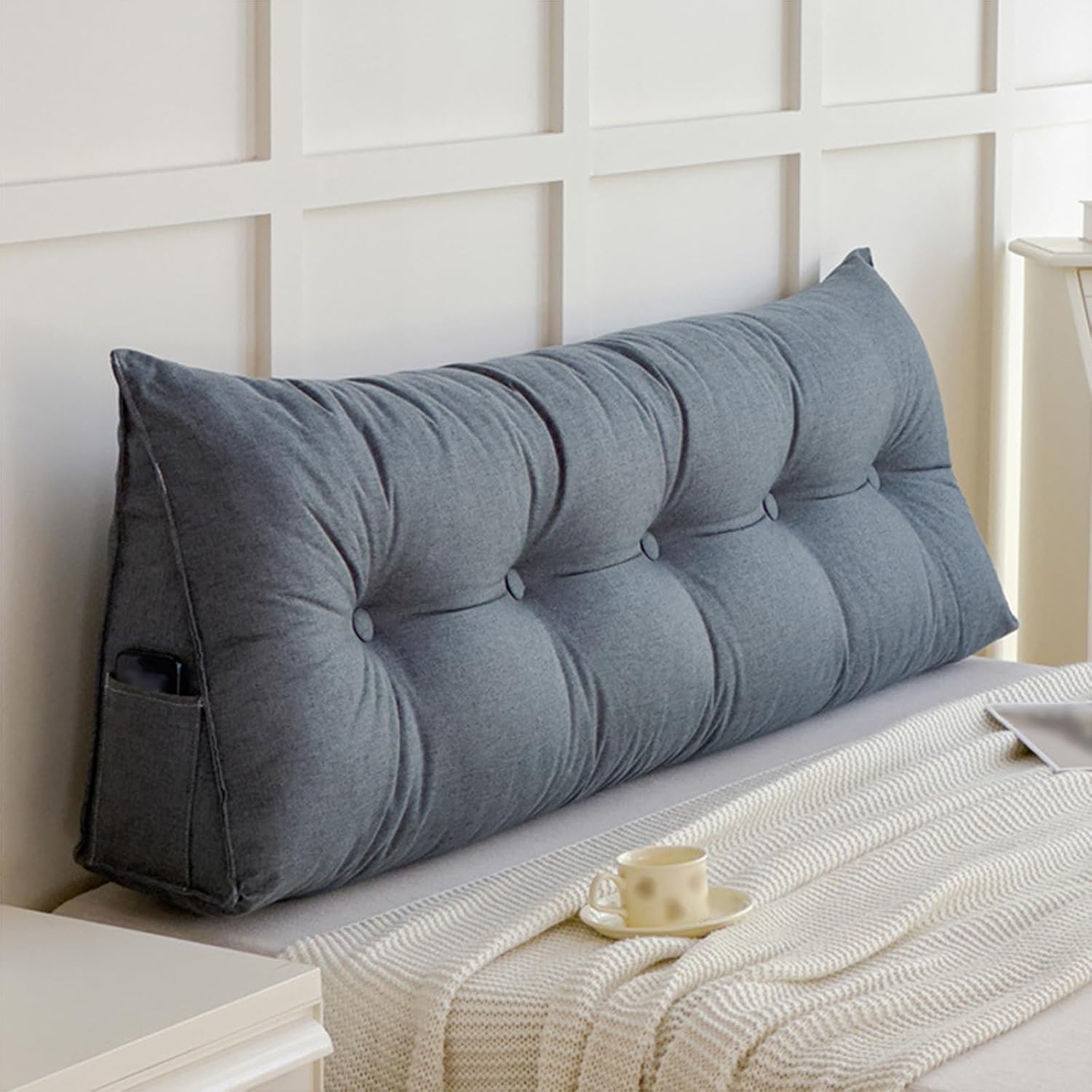 Coussin de lecture triangulaire grand format pour dossier de lit