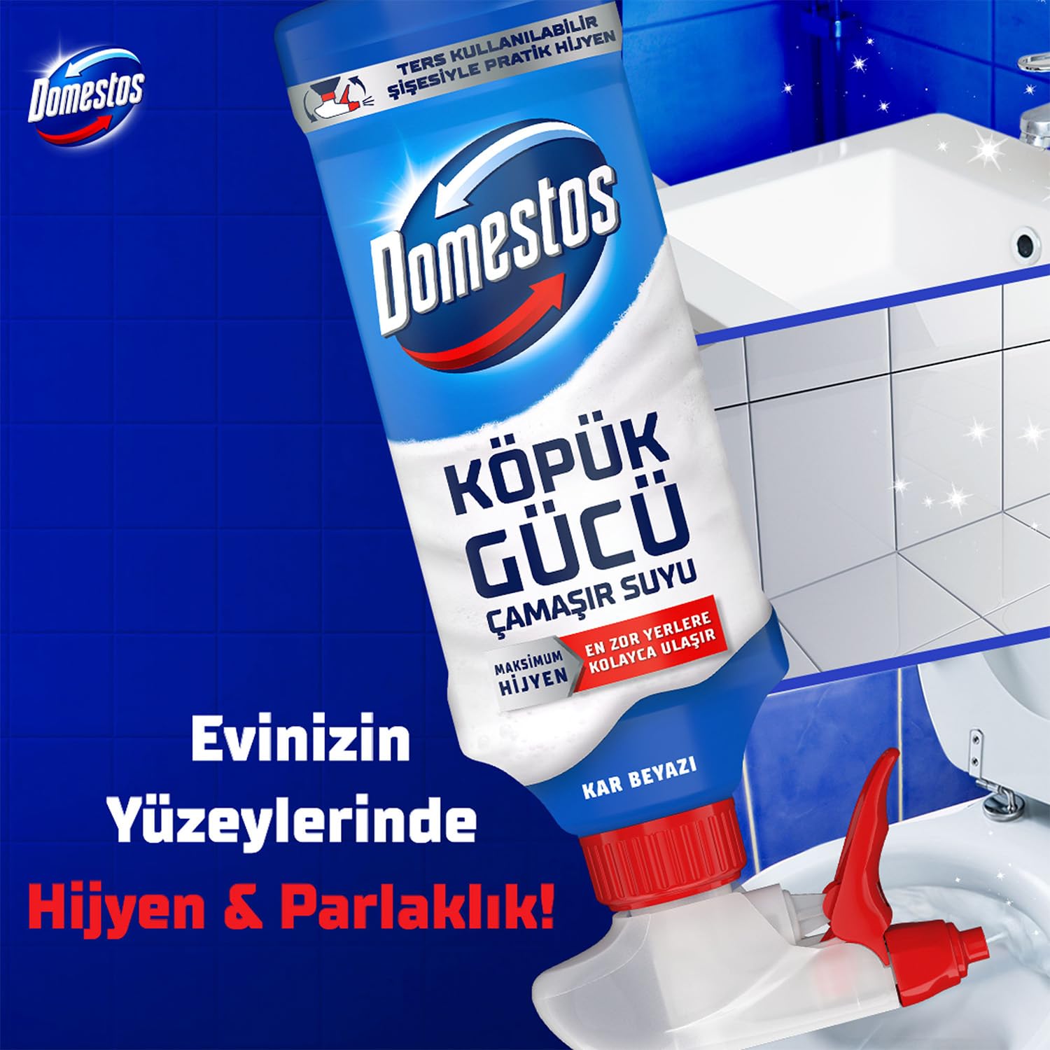 Domestos Köpük Gücü Köpük Çamaşır Suyu Beyaz Sabun 450 ml, Beyaz Sabun Köpük Gücü