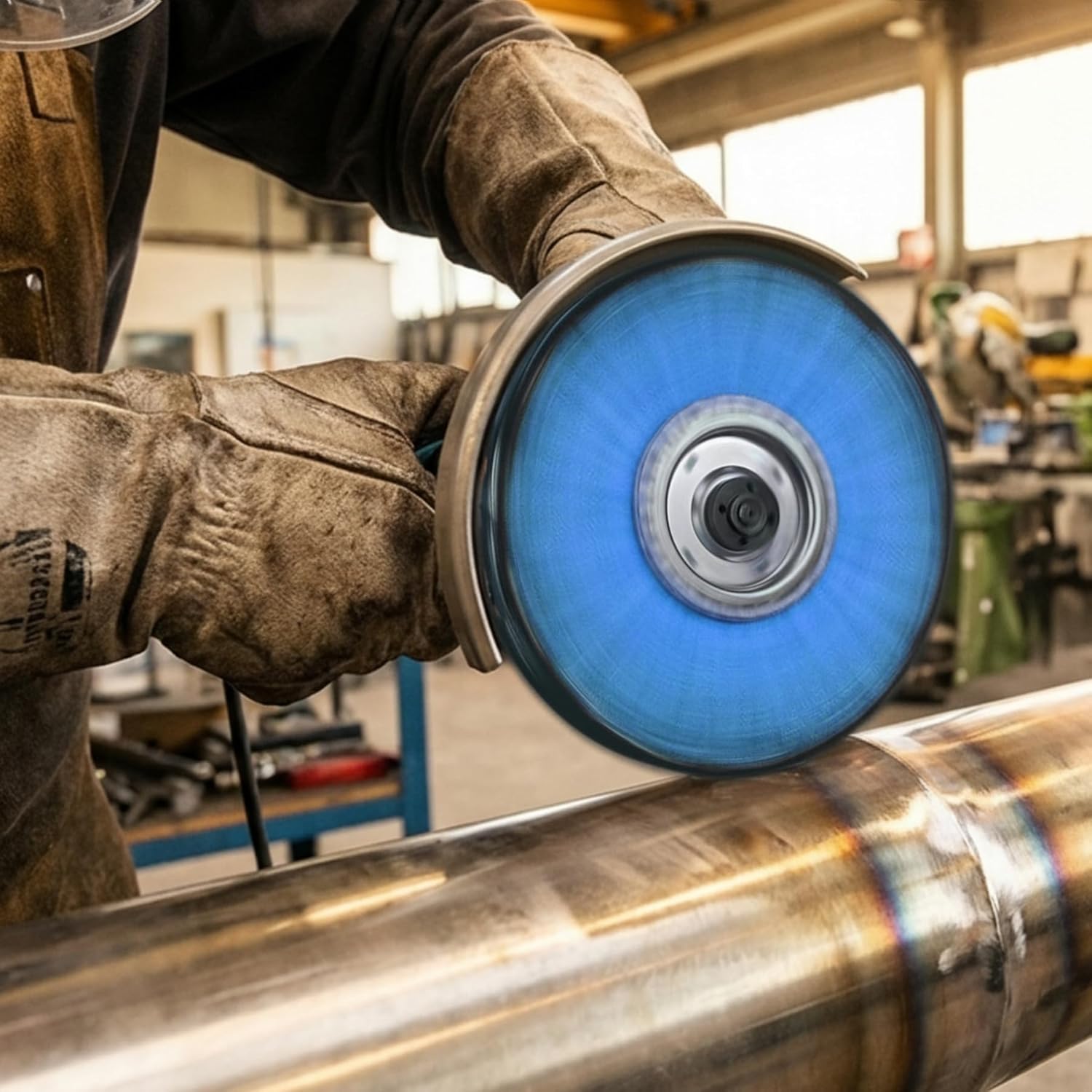 10" S-Shape Airway Buffing Wheel with 5/8" Arbor Flange-Free Hub，Blue Buffing Wheels for Angle Grinder, Heavy Cutting Metal Polishing Wheels for Aluminum Wheel Stainless Steel Surface Prep