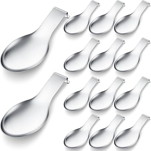 Miniatura 8 de Nuanchu 6 piezas de acero inoxidable para espátula, soporte para cucharón para estufa, soporte de espátula resistente para encimera, apto para Negro