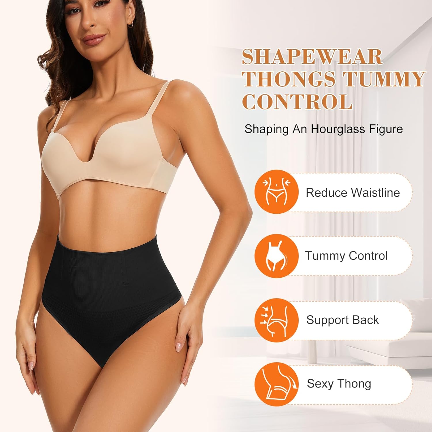 Tummy Control Thong Shapewear for Women Body Shaper Panty Seamless Mid Waisted Thongs Underwear Panties - Image 2
