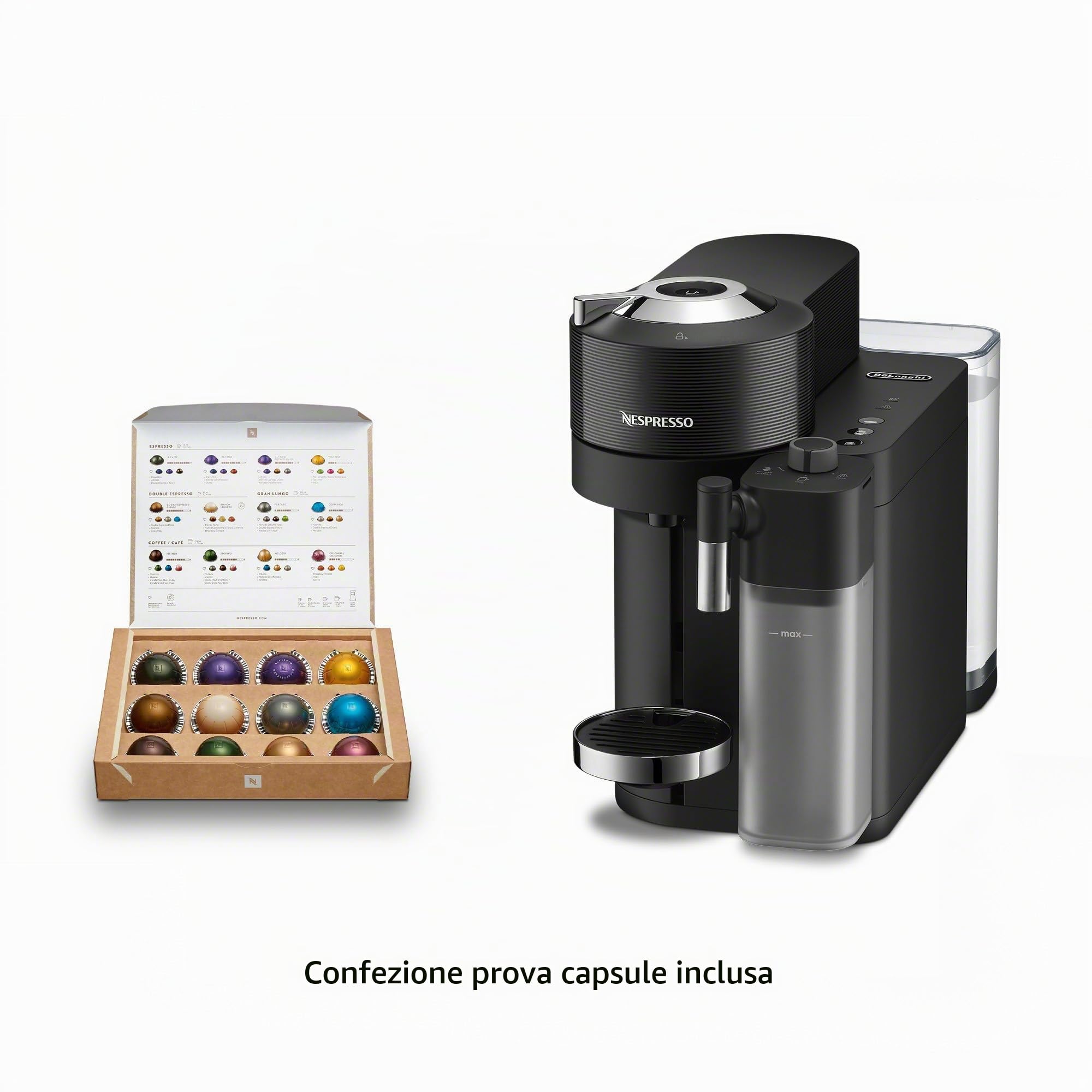 Nespresso Vertuo Lattissima Caffettiera ed Espresso by De'Longhi, Nero Opaco & Lucido
