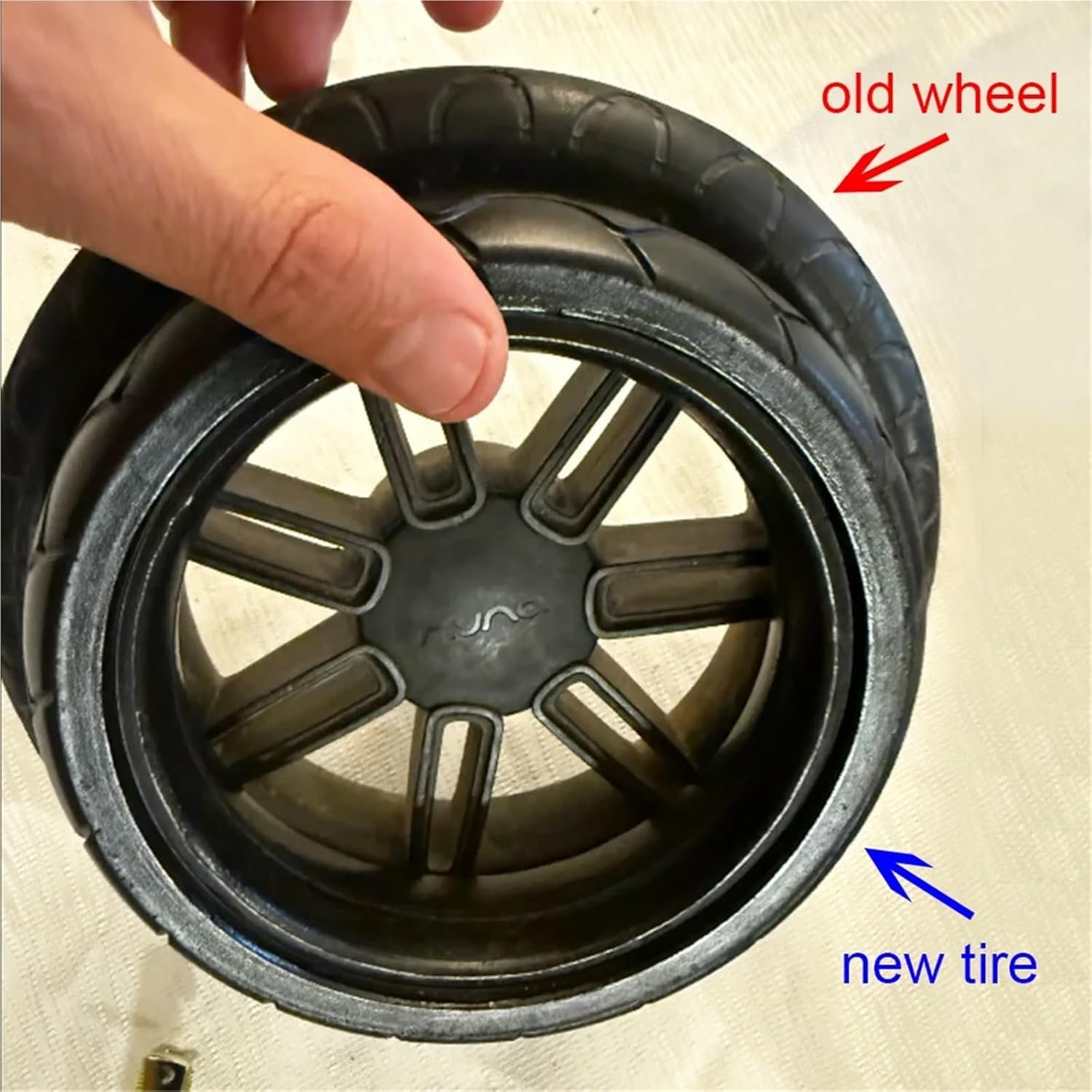 Stroller Wheel Tire Stroller Wheel Tire Each for Nuna Triv/Triv Next Buggy Front Or Rear PU Tubeless with Tread Baby Replacement Accessories(2 F Nuna Triv)
