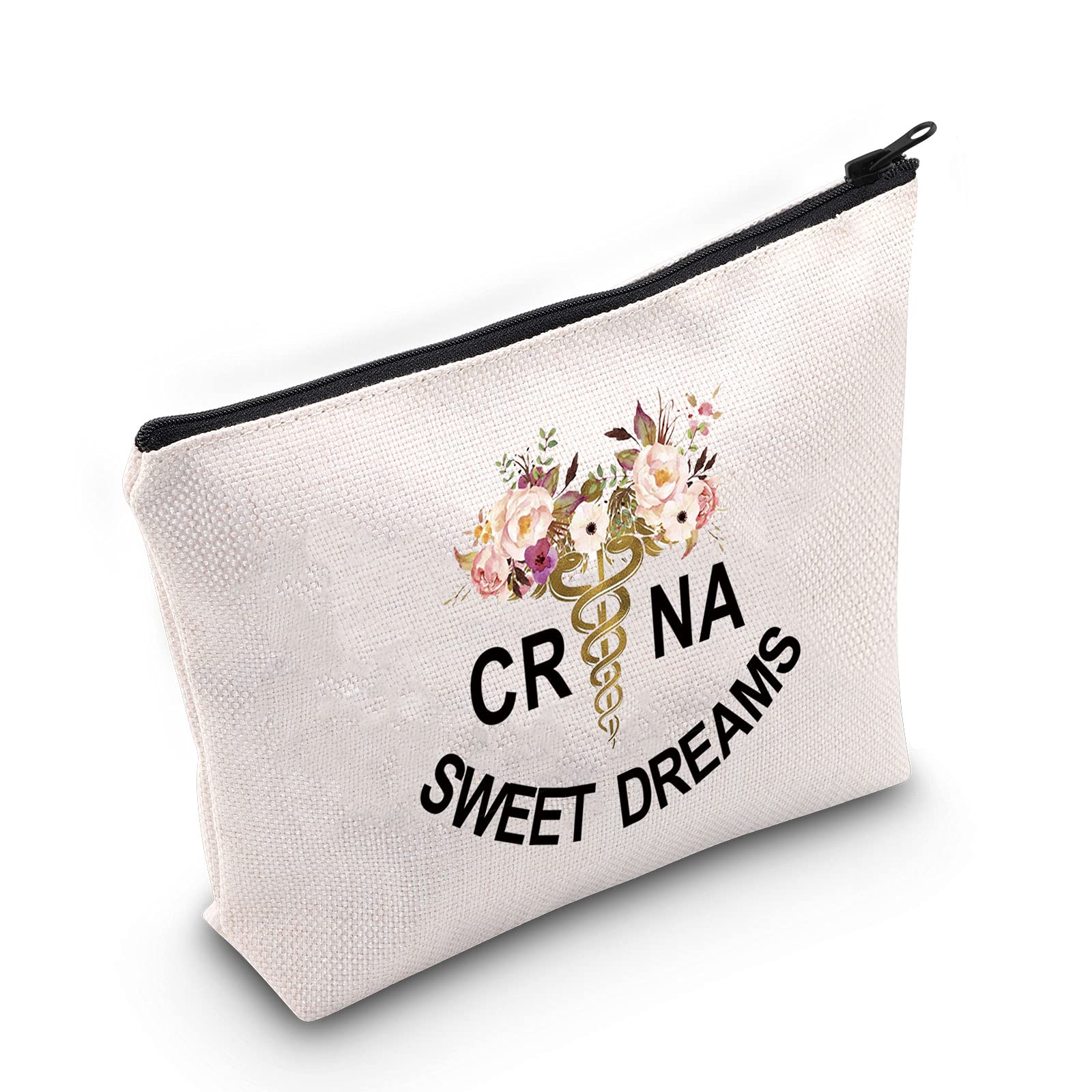 TSOTMO CRNA Makeup Bag Nurse Anesthetist Gift Sweet Dreams Cosmetic Bag Gift For Anesthesiologist CRNA College Graduation Gift Future CRNA Gift (Dreams)