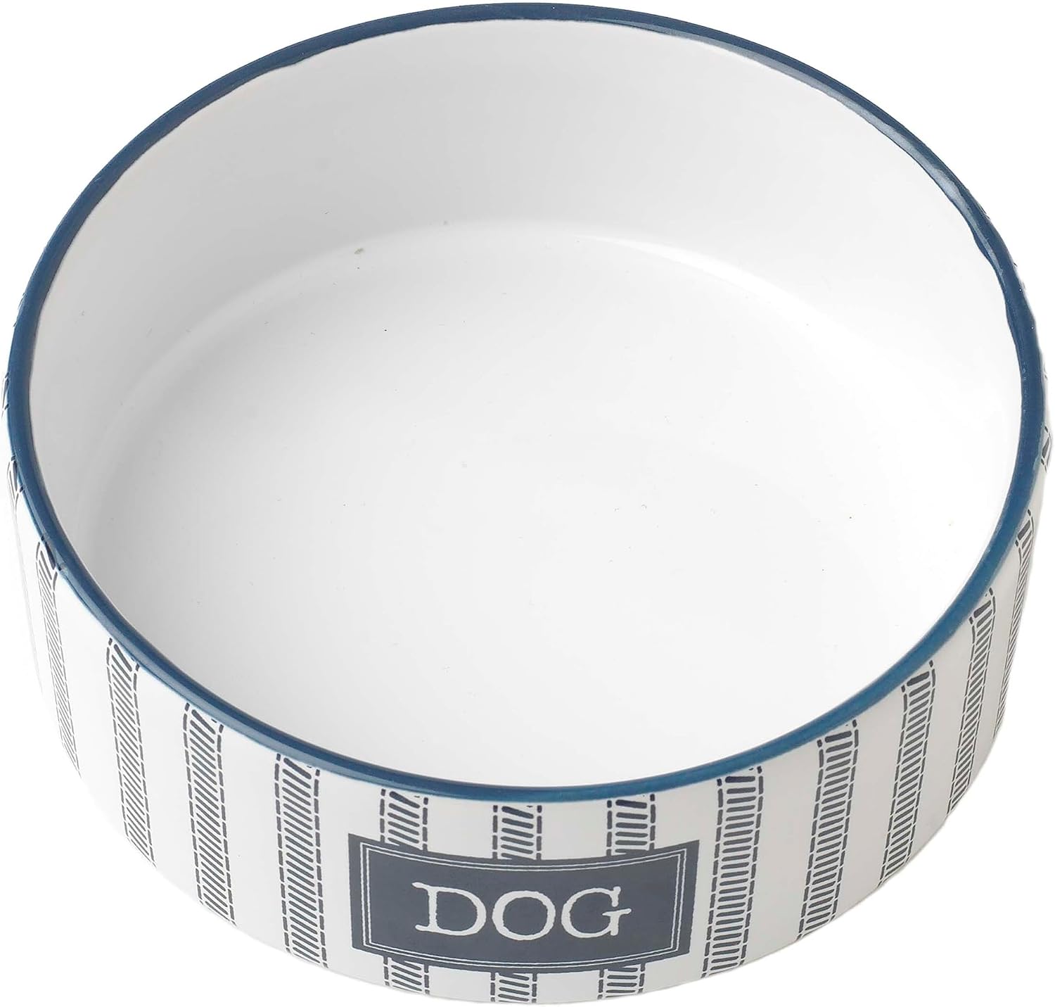 PetRageous 16032 Country Style Stoneware Dog Bowl 5-Inch Diameter and 2-Inch Tall Bowl with 2-Cup Capacity and Dishwasher and Microwave Safe for Small Dogs, White (Pack of 2)