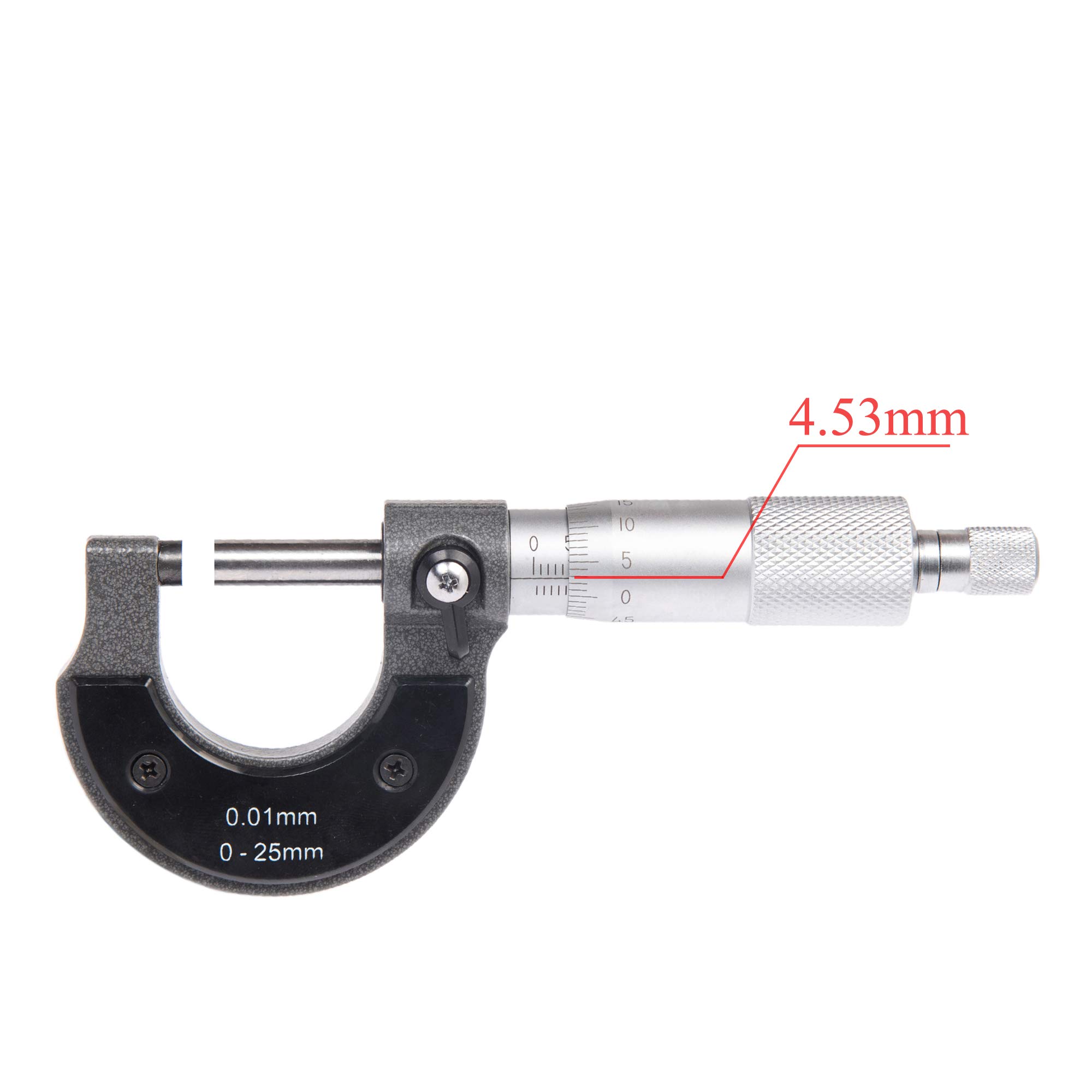Beslands Micromètre Extérieur 0-25 mm, Résolution de 0,01 mm Haute Précision Calibre de mesure, outil de mesure de diamètre extérieur(Métrique)
