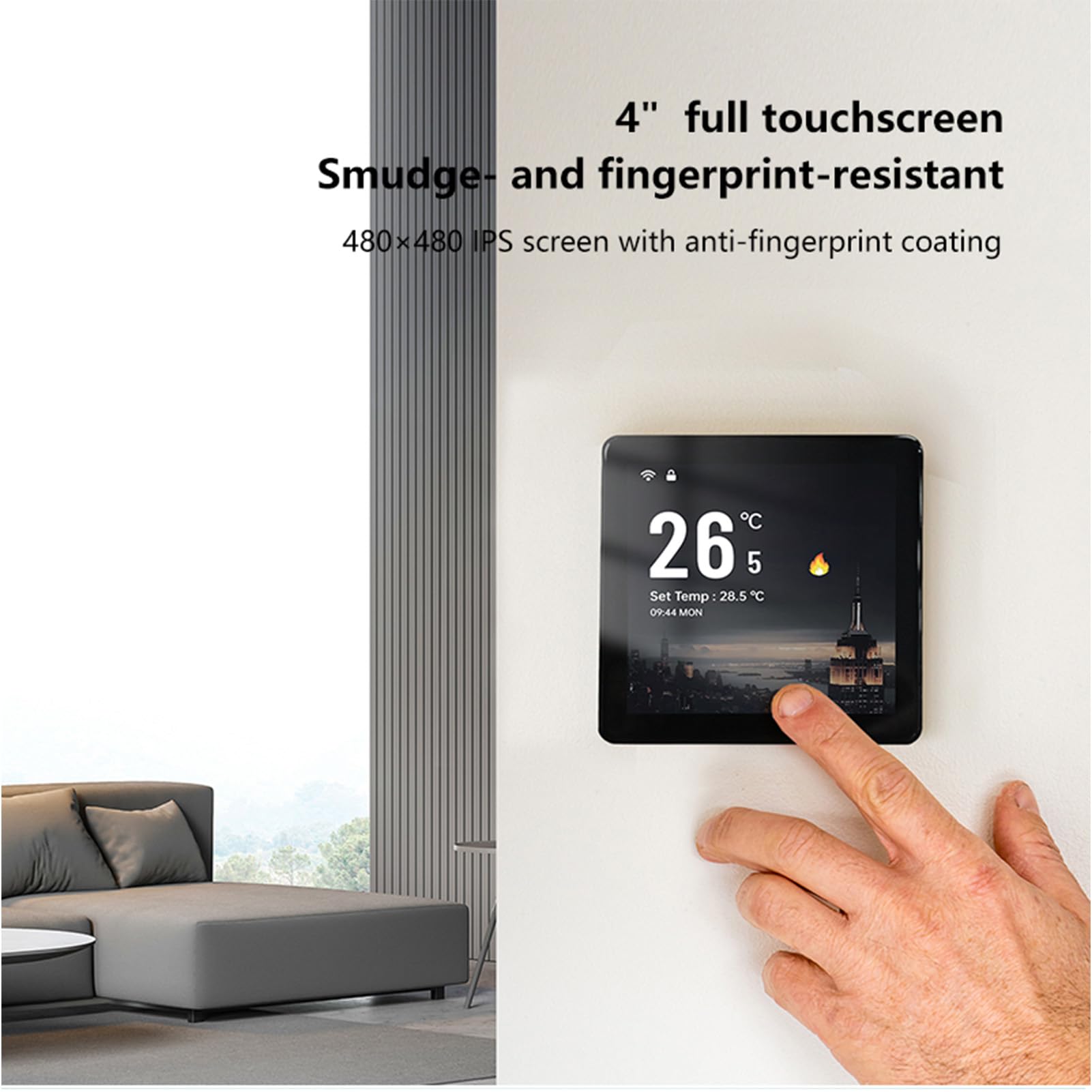 Smart Thermostat für Klimaanlage, WLAN Fan Coil Thermostat mit 4 Zoll IPS Touchscreen, Digitale Klimaanlagen Regler Zentralheizungssteuerung, Smart Home Heizungssteuerung
