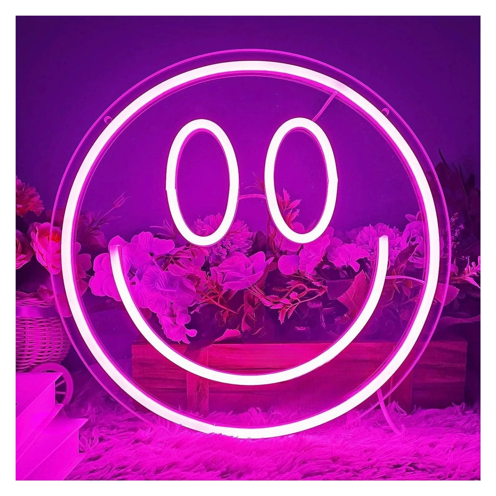 Lemst A Signs Lamp Smile Neon Signs Dimmable Light Usb Powered For Engagement Birthday Party Wedding Decor Night Lamp(,25.5Cmx25.5cm)