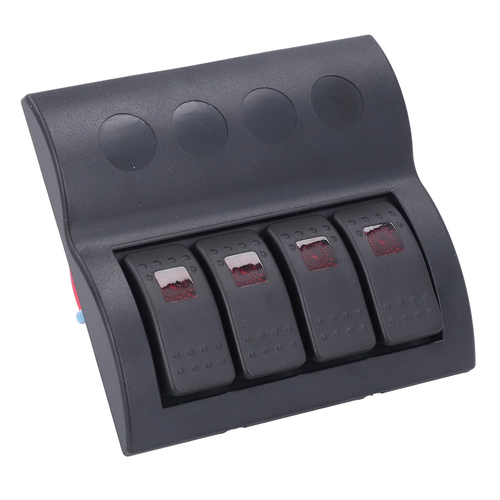 4 Gang Switch Panel with Overload Protector for Boat Ship RV DC12V 24V, IP65 Pre Wired ON Off Switch Panel