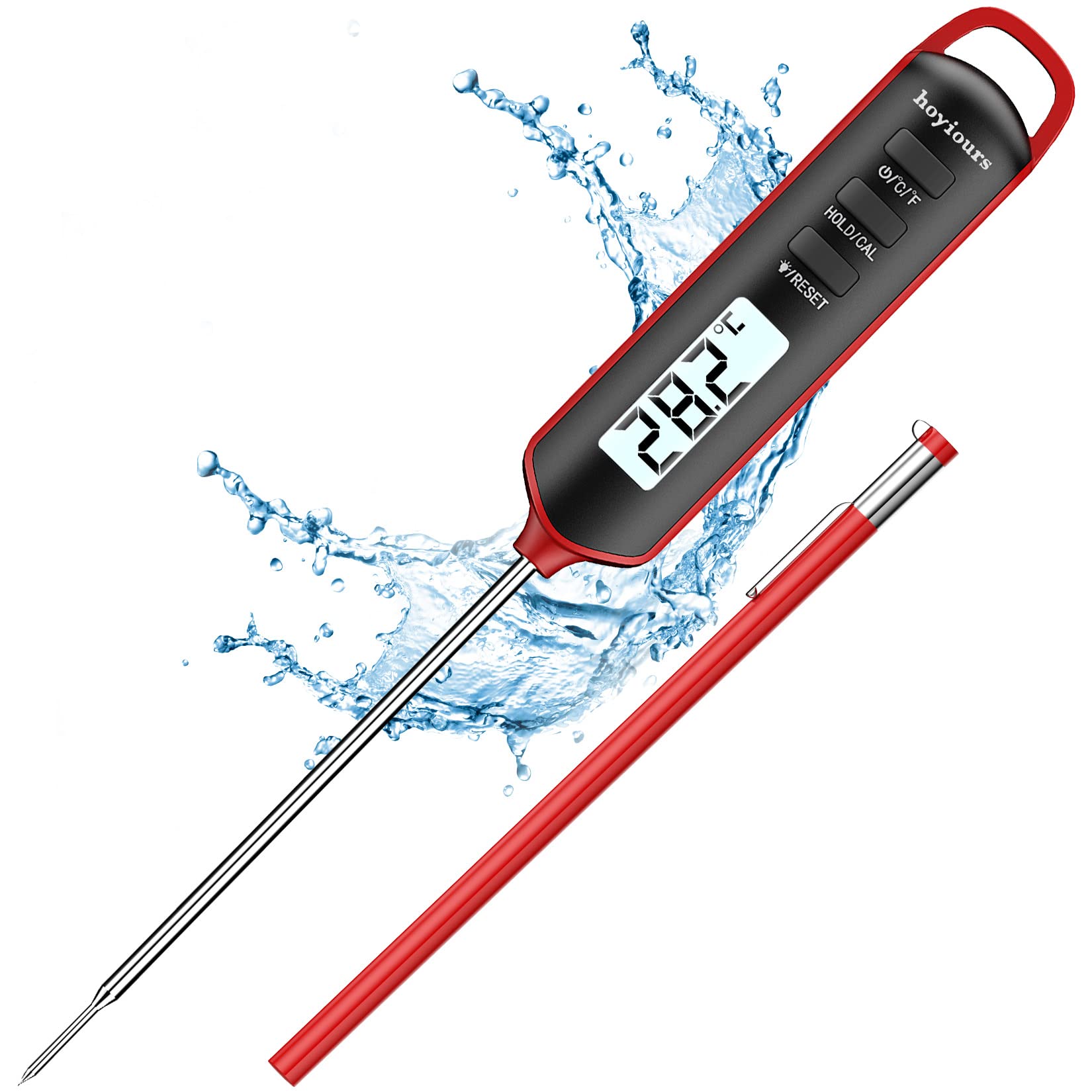 Thermomètre à viande à lecture instantanée - Thermomètre numérique pour aliments et viandes avec sonde de 11,9 cm de long