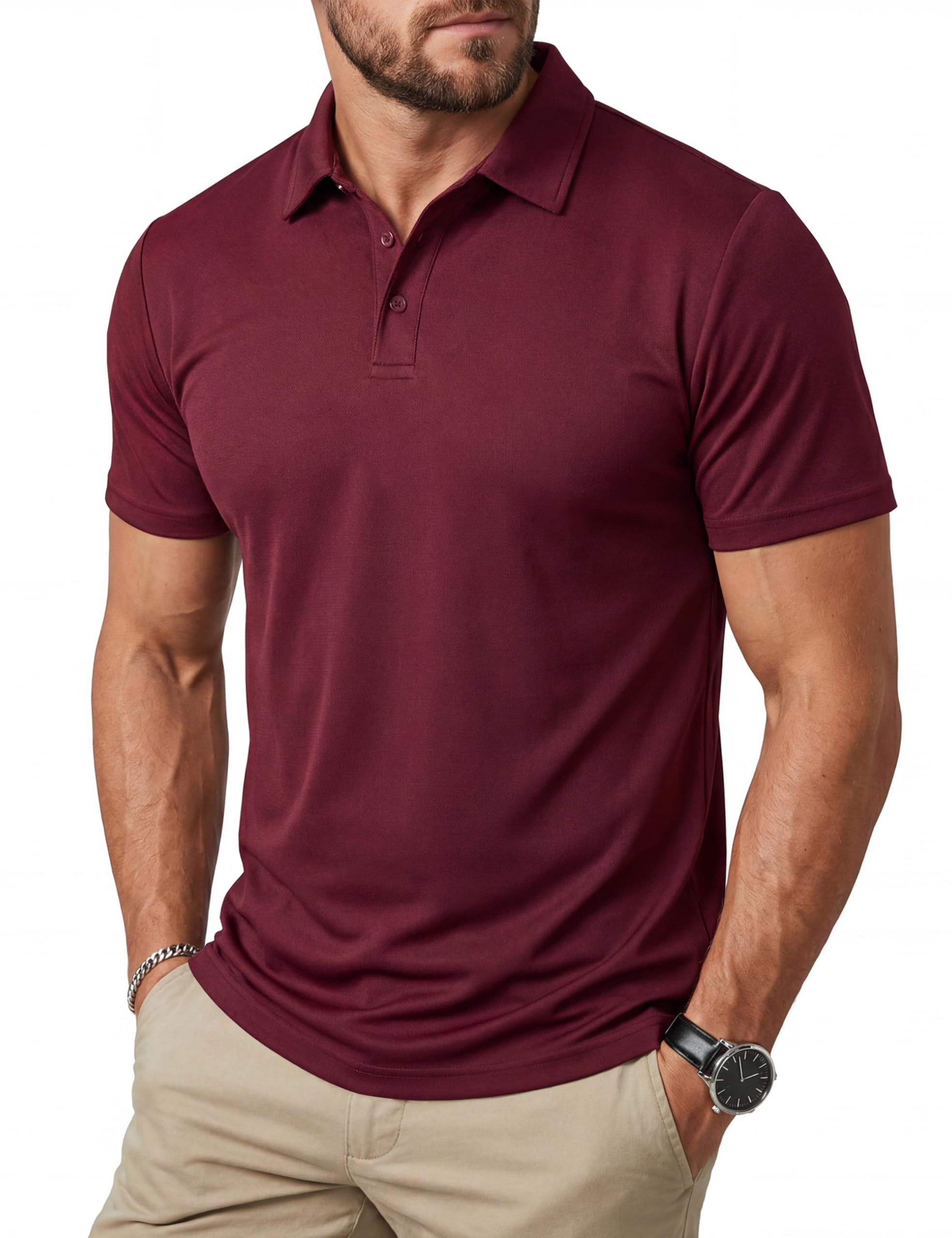 MAGCOMSEN Poloshirt Herren Kurzarm Golf Polo Tshirt Sommer Sport Funktionsshirt Schnelltrocknend Polohemd Wandershirt