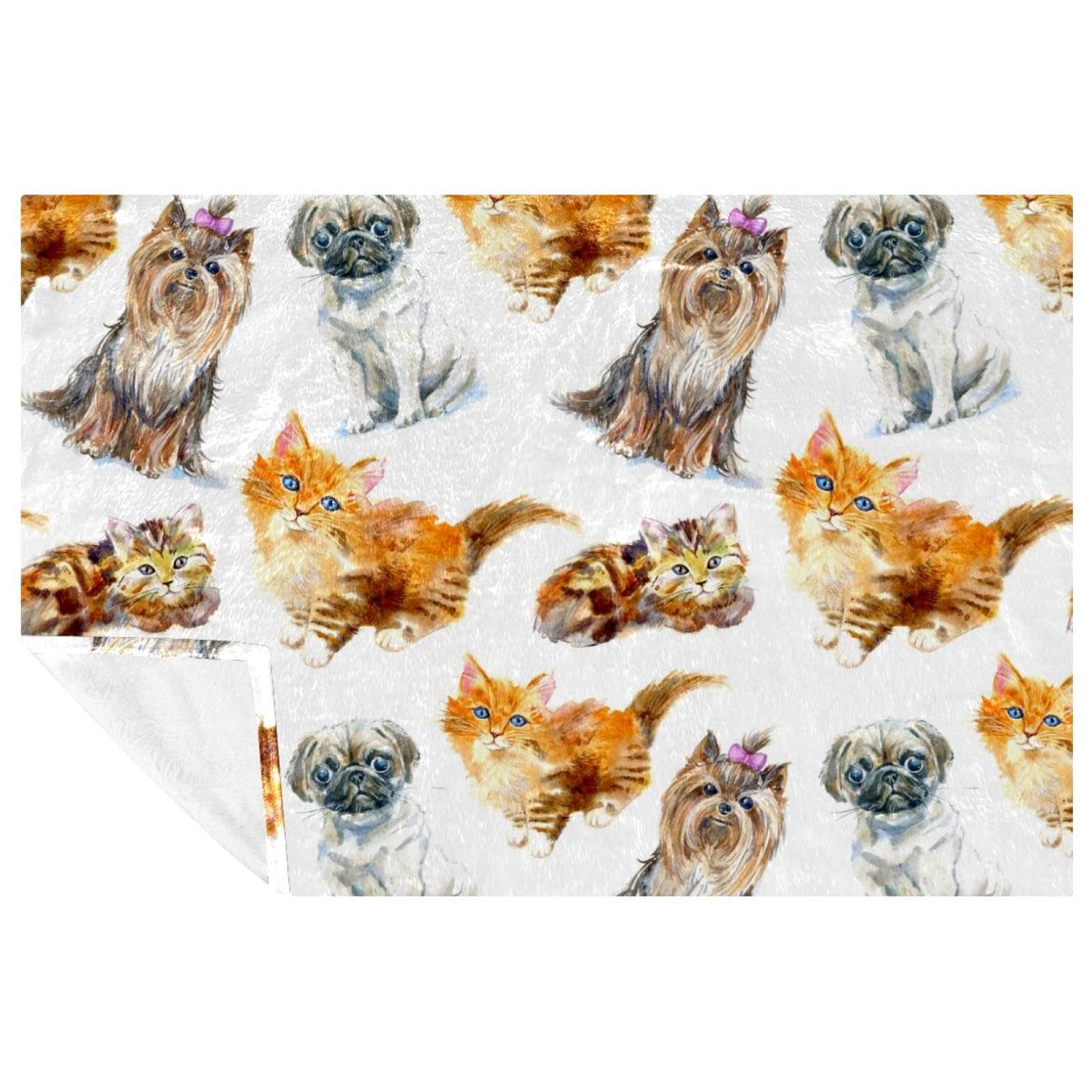 Couverture chaude contre les courants d'air sur le canapé ou le lit motif animaux