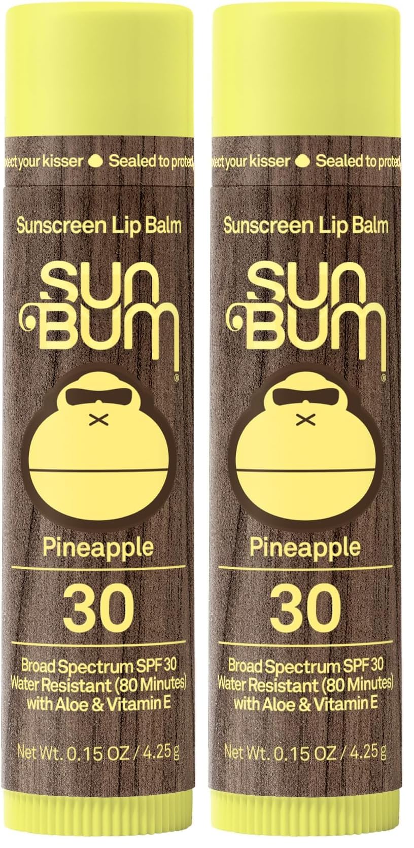 SPF 30 Sunscreen Lip Balm | Pineapple Flavor | Pack of 2 | Vegan and Cruelty Free | With Aloe and Vitamin E