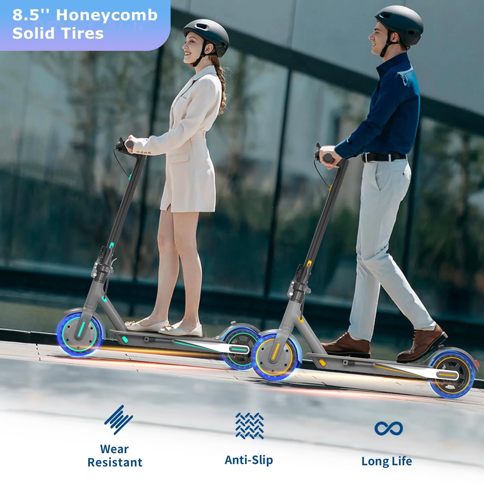 EGGKING Monopattino Elettrico con Freccia Direzionale, 350W Motore, 8.5" Gomme Antiforatura, 35 km Autonomia, Doppi Freni, Controllo App