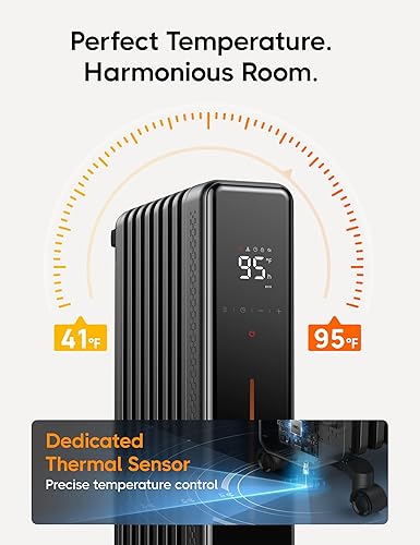 Miniatura 5 de Dreo Calentador de radiador lleno de aceite para uso en interiores, 8 protecciones de seguridad, calentadores eléctricos de 1500 W para habitaciones