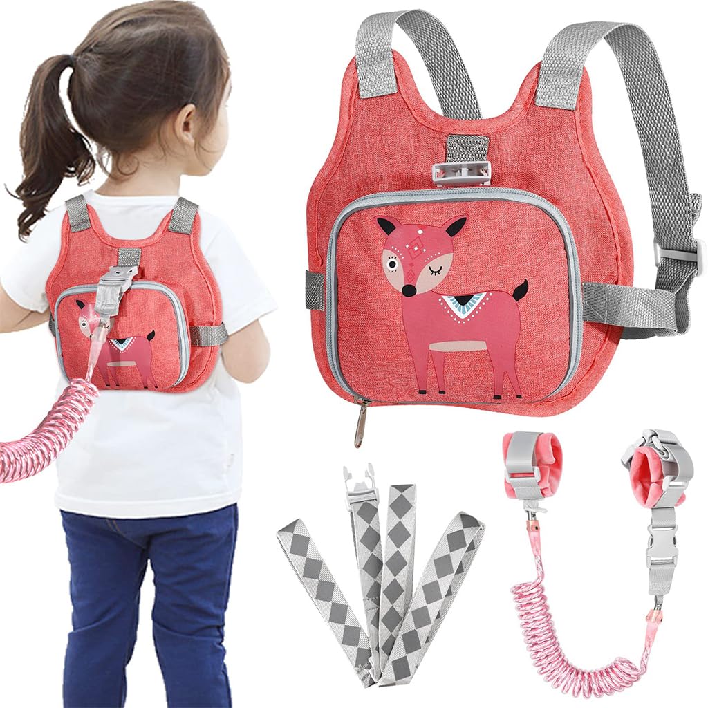 HASTHIP Toddler Harness Leash, Cute Deer Toddler Harness Leash, with Safety lock and Reflective tape Kids Harness Leash, Foldable Child Leash for Boys, Girls and Babies Outdoor Activity