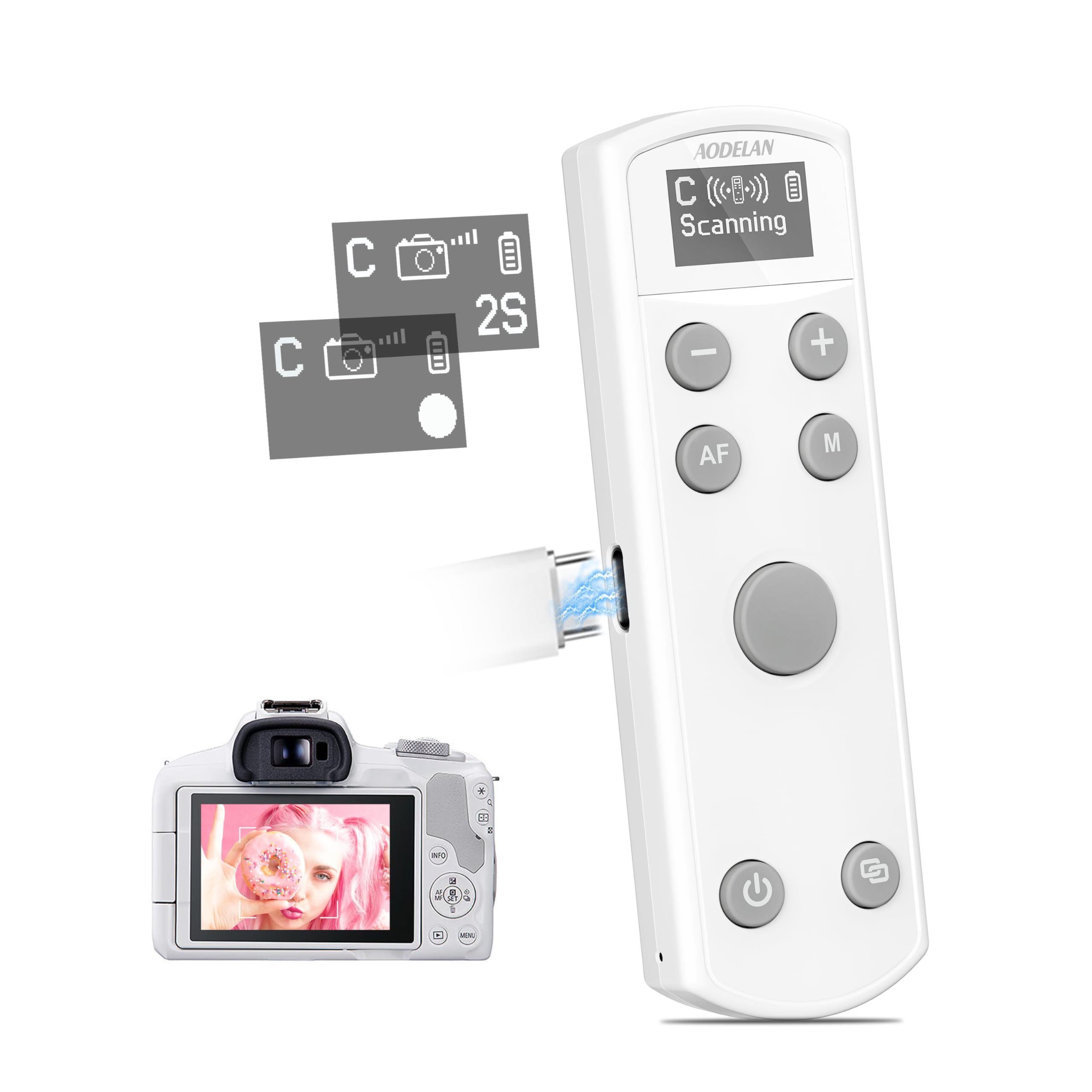 Remote Control for Canon Camera,Rechargeable Wireless Shutter Release with OLED Screen for Canon EOS RP, EOS R, R5, R6, M50, M50 II, 6D Mark II, 77D,