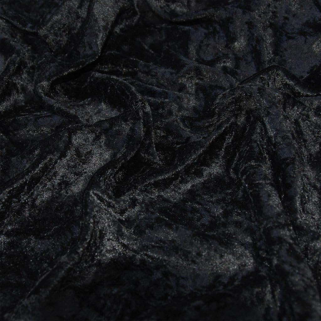 Crushed Velvet Fabric 59" Wide - Premium Velvet Material for Upholstery, Home Decor - Available in Gold, Black, Green, Blue, White, Red, Silver - Fabric by The Metre (Black, 15m)