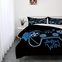 Vista 2 de Ailonen Juego de ropa de cama para videojuegos, tamaño Queen, edredón de 3 piezas y 2 fundas de almohada con tema de control de videojuegos