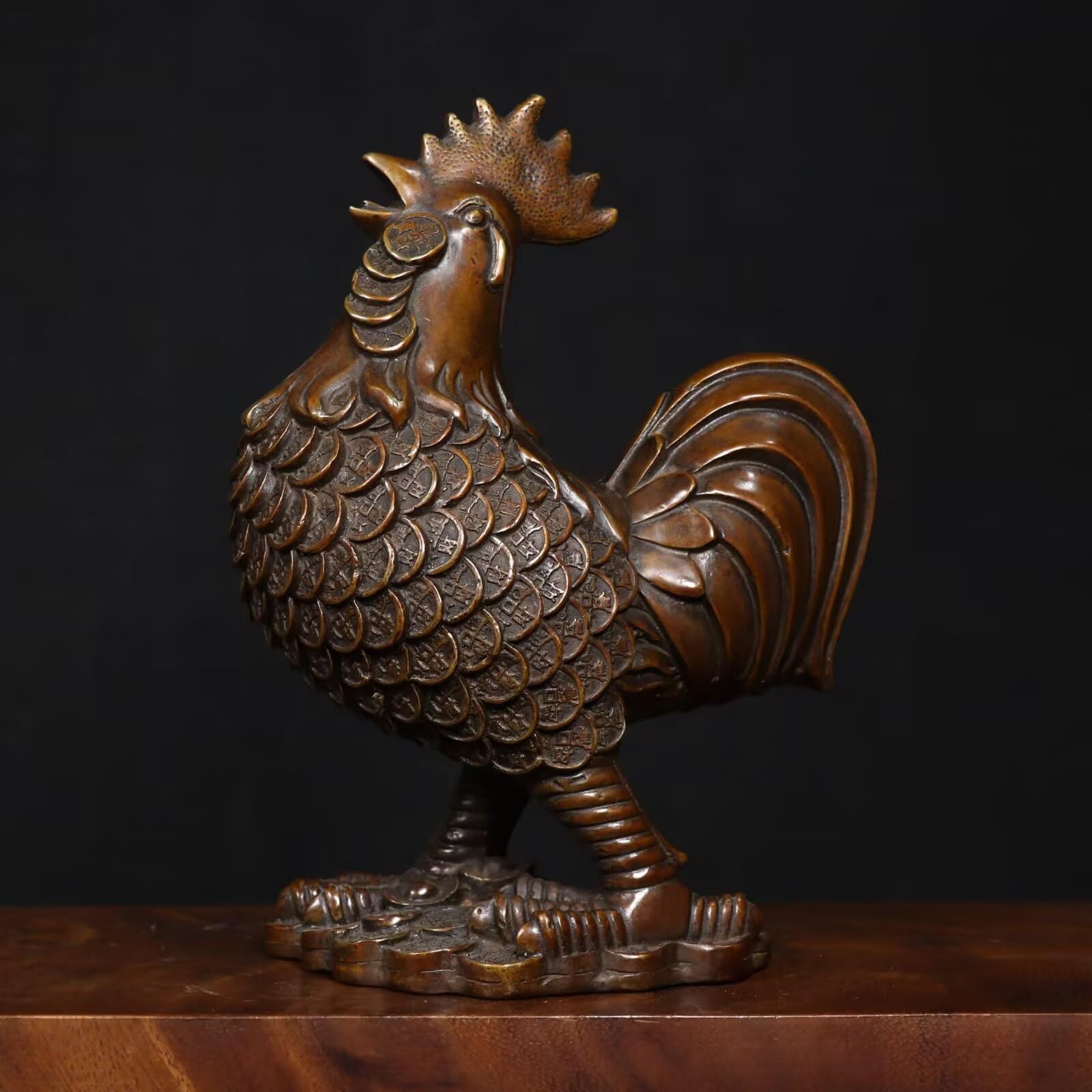 Dytartzx Rooster Statue, Copper Lucky Rooster Gift, Good Luck, Wealth, feng Shui Decoration for Home and Office