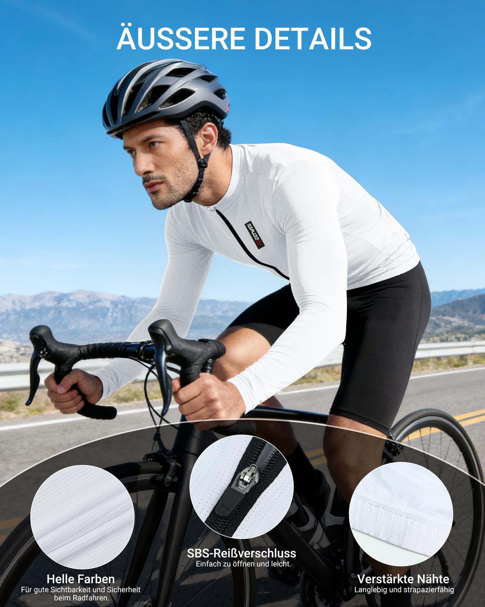 MEETYOO Maillot de Cyclisme à Manches Courtes et à Manches Longues pour Homme, Respirant, léger, séchage Rapide, avec Fermeture éclair Facile à Ouvrir et 3 Poches arrière, idéal pour Le Printemps et