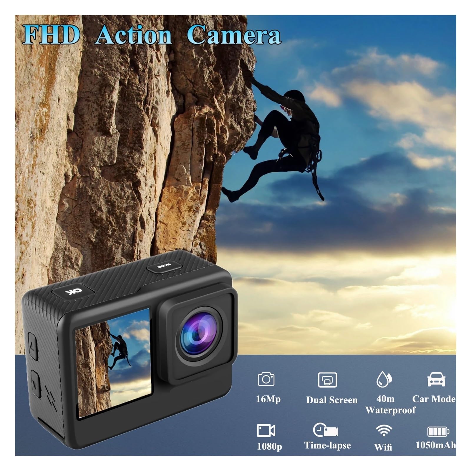 Macchina Fotografica di azione HD1080P/30FPS WiFi 2.0 "170° Subacquea Casco Impermeabile Videocamera Registrazione Telecamere Sportive Mini Cam Esterna