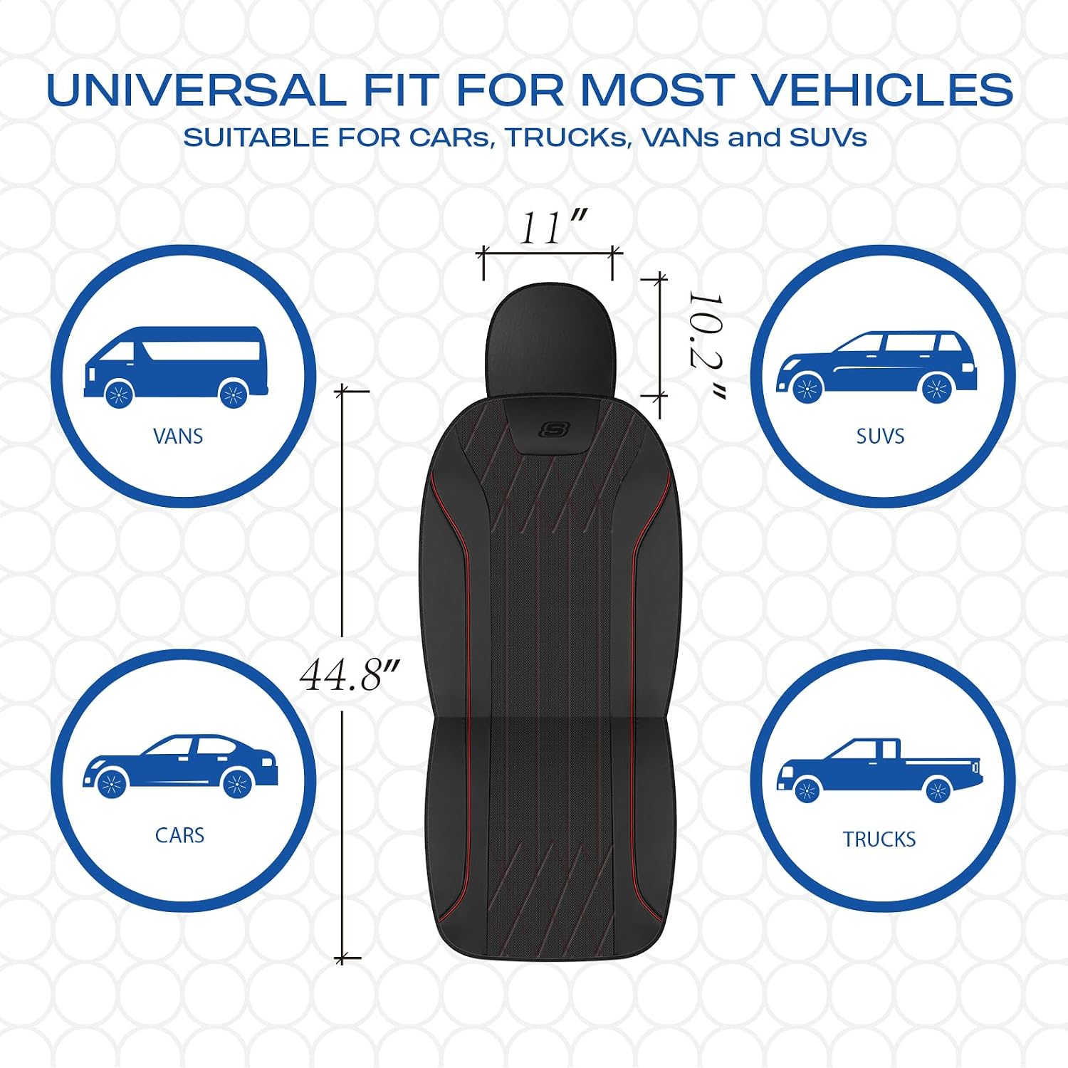 Skechers Seat Covers Memory Foam-Piping Leather Car Seat Covers, Ultimate Comfort & Support Front Seat Covers Airbag Compatible, Automotive Universal Fit Most for SUVs, Vans, Sedans, Cars, Trucks,Red