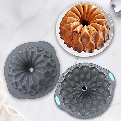 Miniatura 8 de Tongjude 4 moldes de silicona estriados para tartas, molde para hornear tubos, moldes de silicona para pasteles caseros, pan y gelatina, sin BPA,
