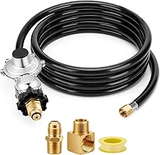 12FT Two Stage Propane Regulator with Hose Compatible for Mr Heater Vent Free Propane Heater F273684, 3/8" Female Propane Tank Hose with 2 Stage Propane Regulator for RV, Gill, Gas Stove, Generator