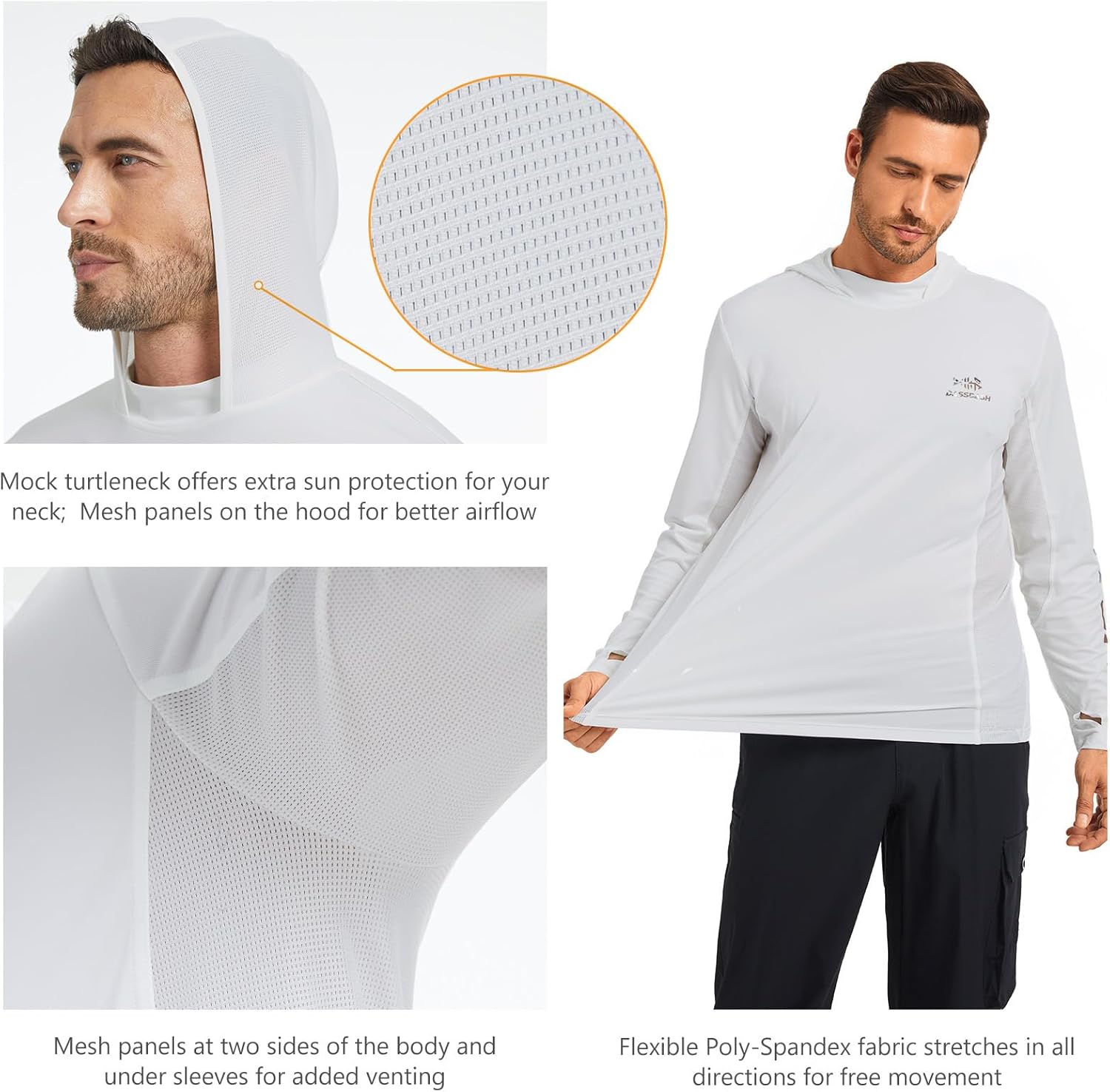 BASSDASH Men’s UPF 50+ Graphic Fishing Hoodie Shirts UV Sun Protection Long Sleeve Moisture Wicking Performance FS48M - Image 3