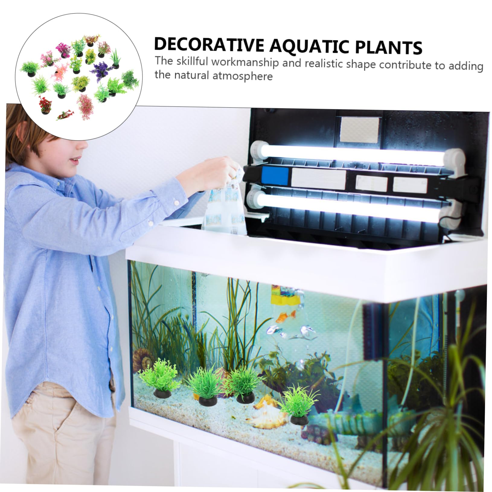 Sosoport 5 Sätze Aquarium Landschaftsbau Wasserpflanzen Aquarium Dekoration Kunstpflanze Mini-aquarienpflanzen Tank Teich Dekoratives Wassergras Mikrolandschaftsdekor Plastik 20 Stück * 5
